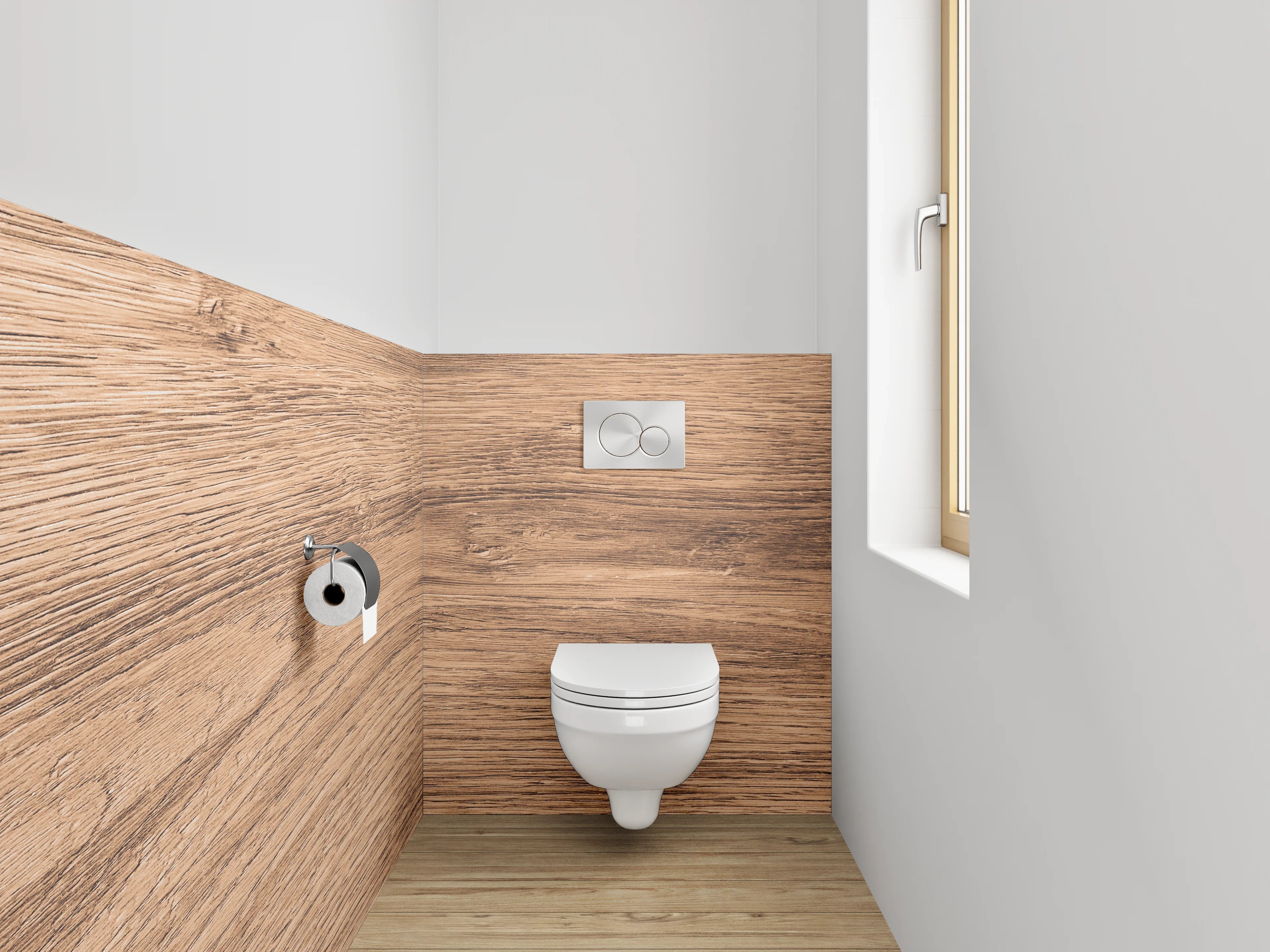 WC-Rückwand - Graue Holzstruktur-Ästhetik