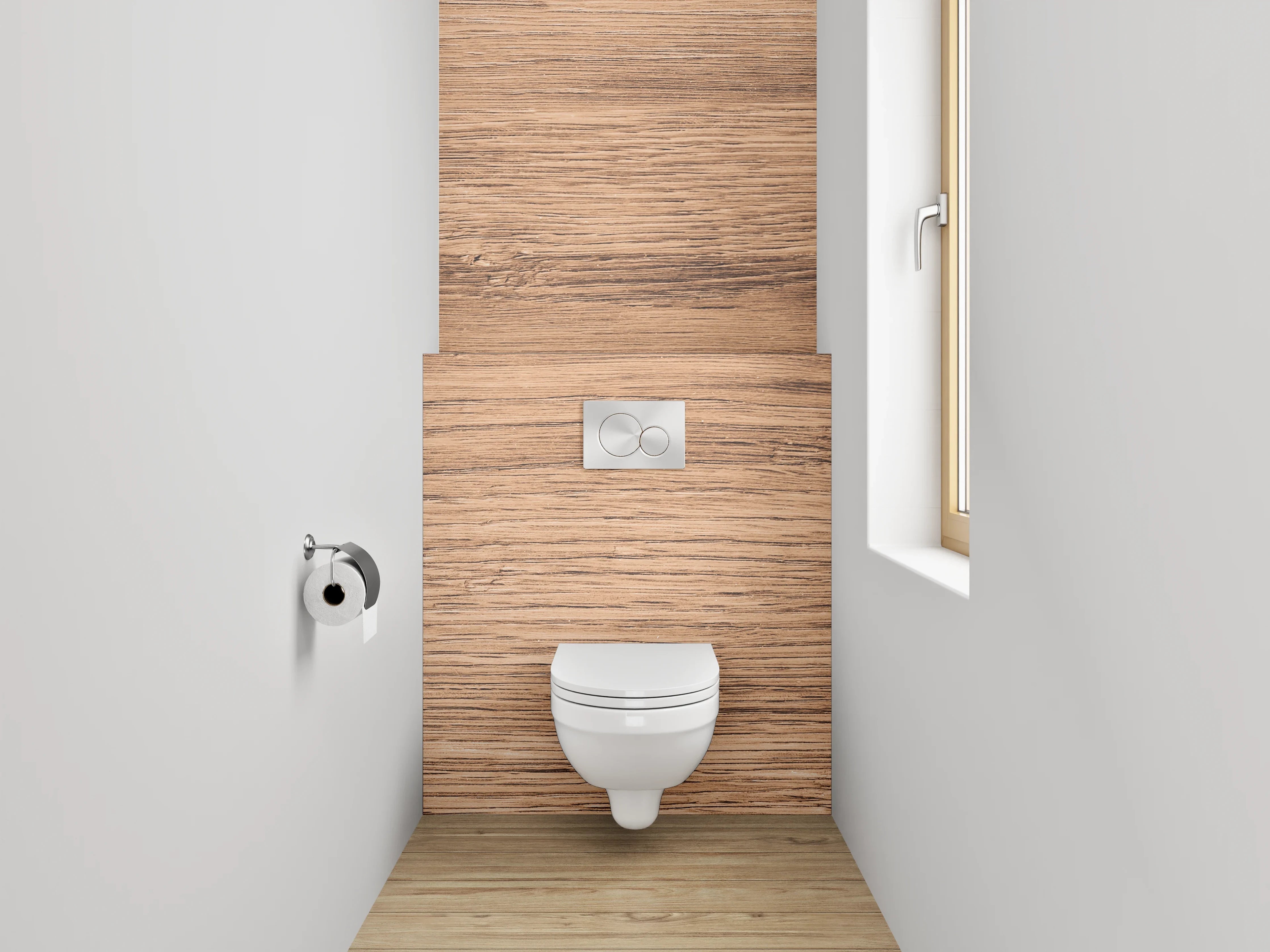 WC-Rückwand - Graue Holzstruktur-Ästhetik
