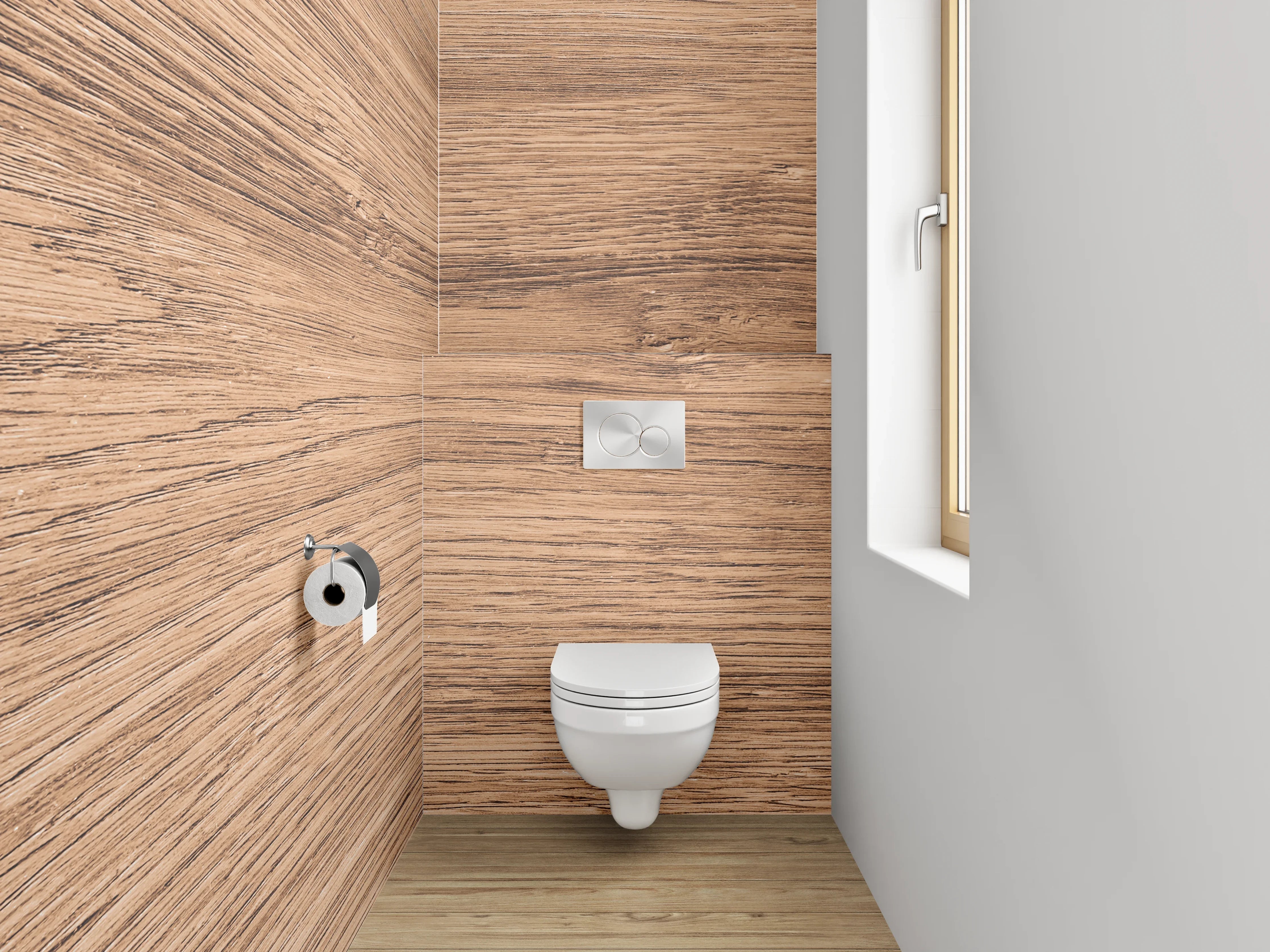 WC-Rückwand - Graue Holzstruktur-Ästhetik