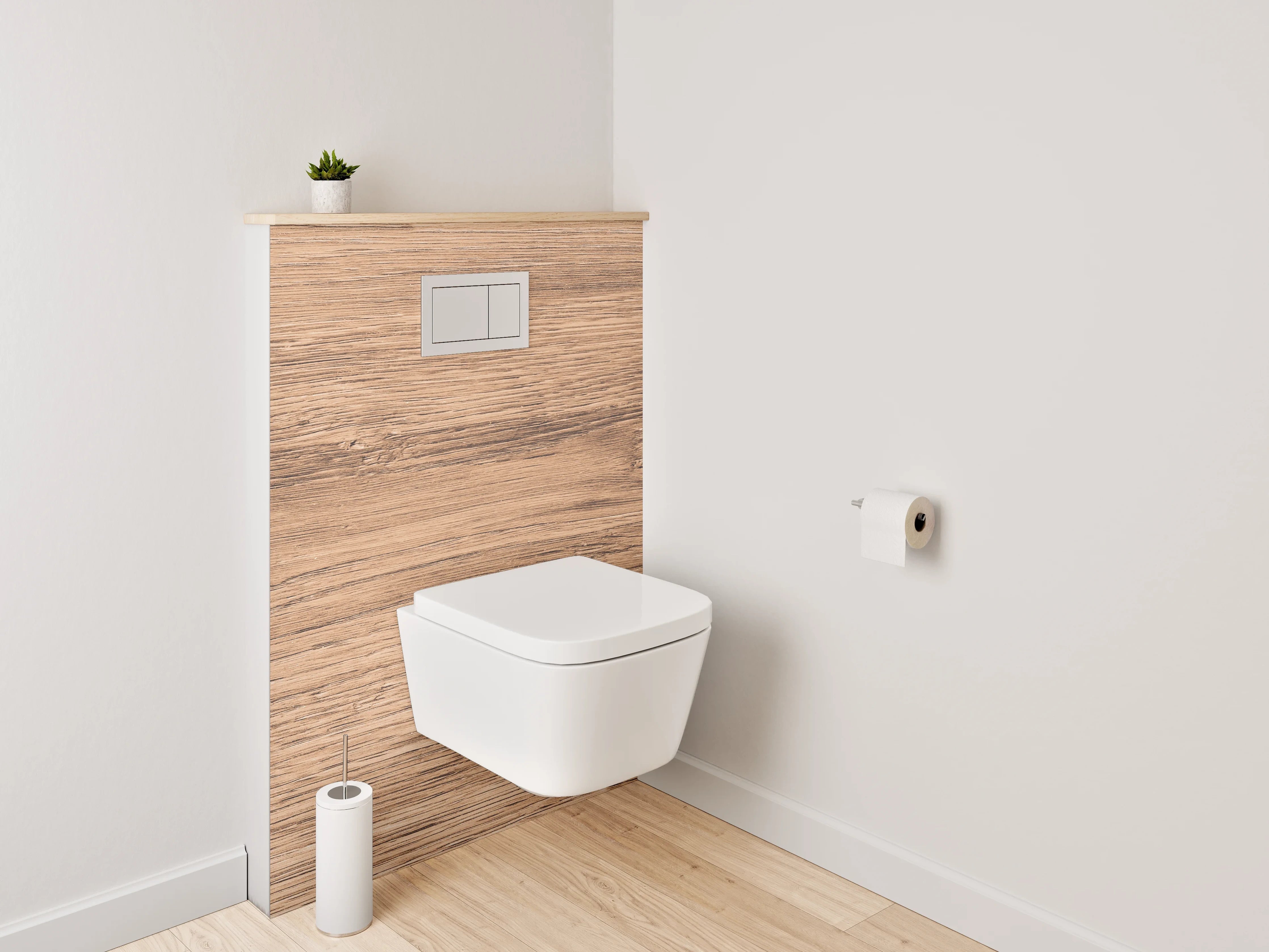WC-Rückwand - Graue Holzstruktur-Ästhetik