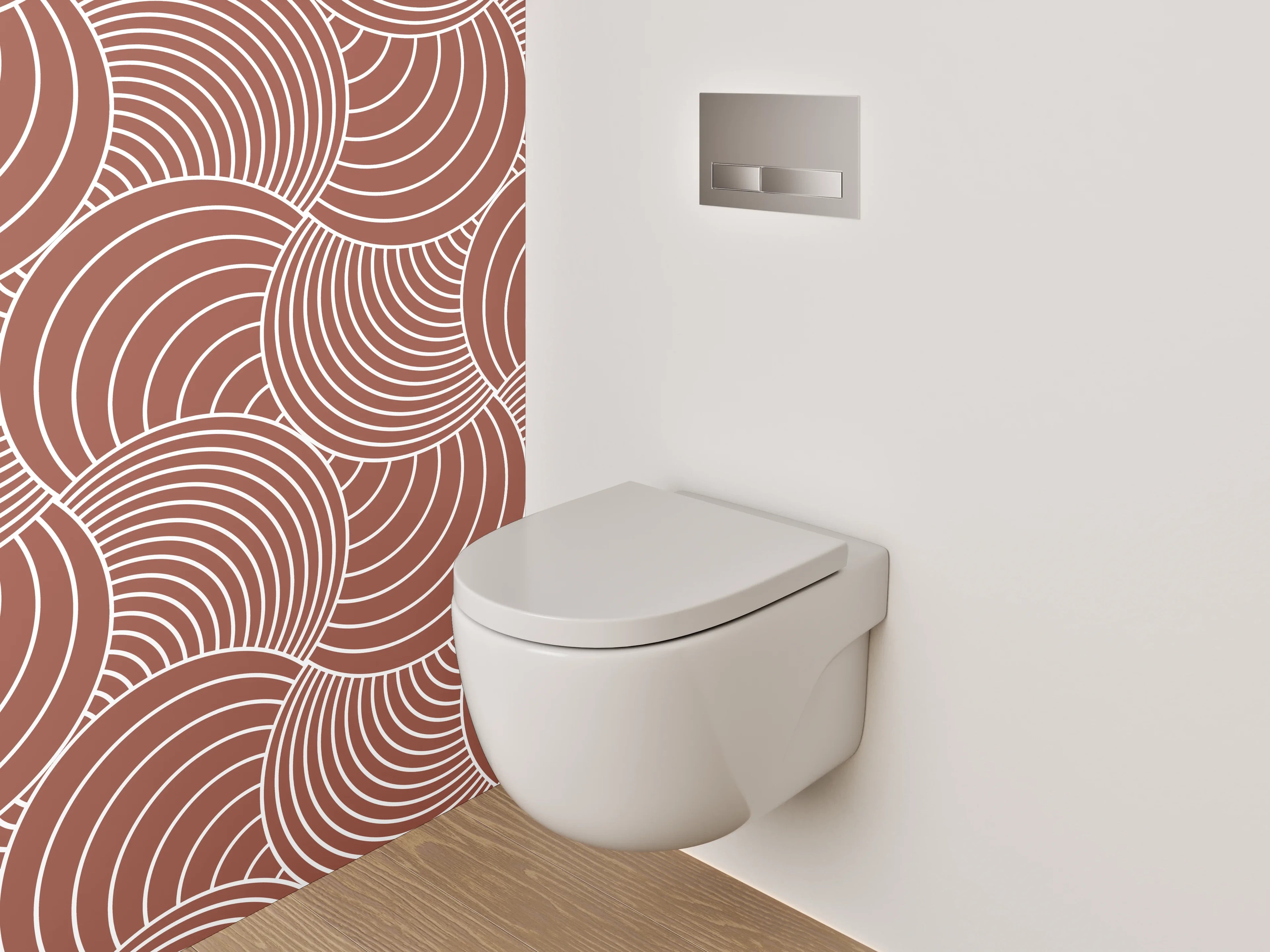 WC-Rückwand - Graue Linien – Weiße Muster
