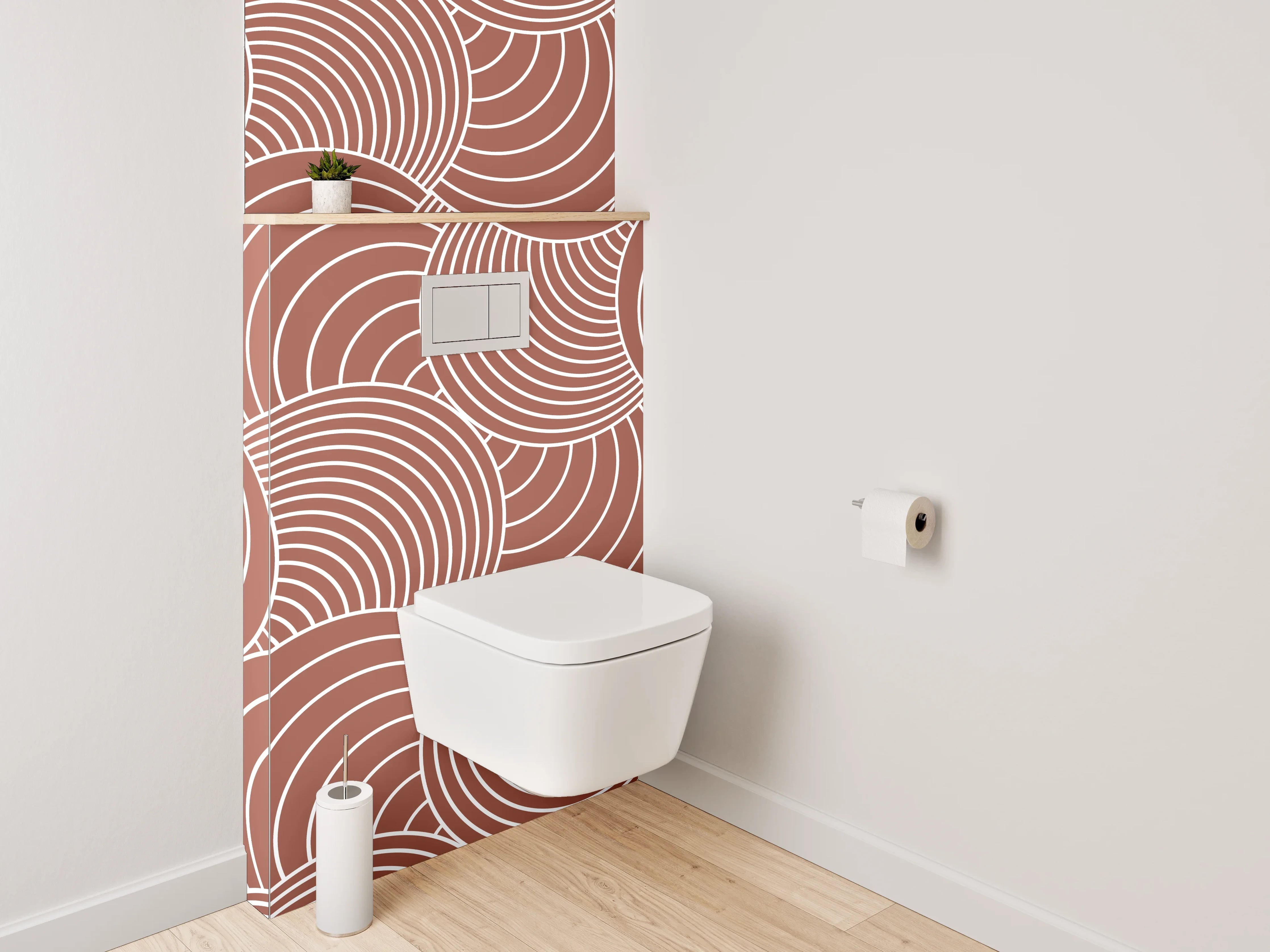 WC-Rückwand - Graue Linien – Weiße Muster