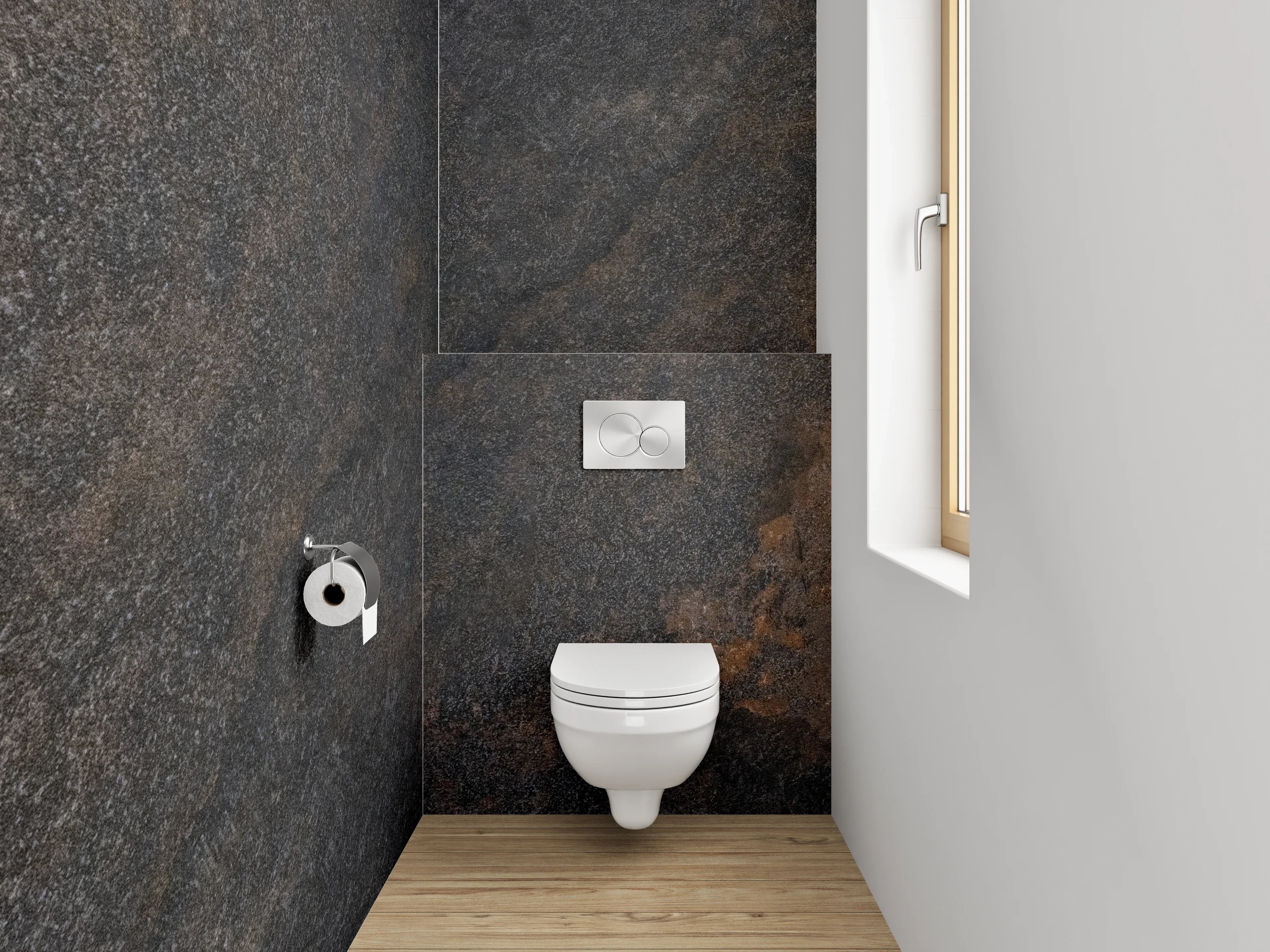 WC-Rückwand - Graue Marmor-Textur mit Weißnuancen