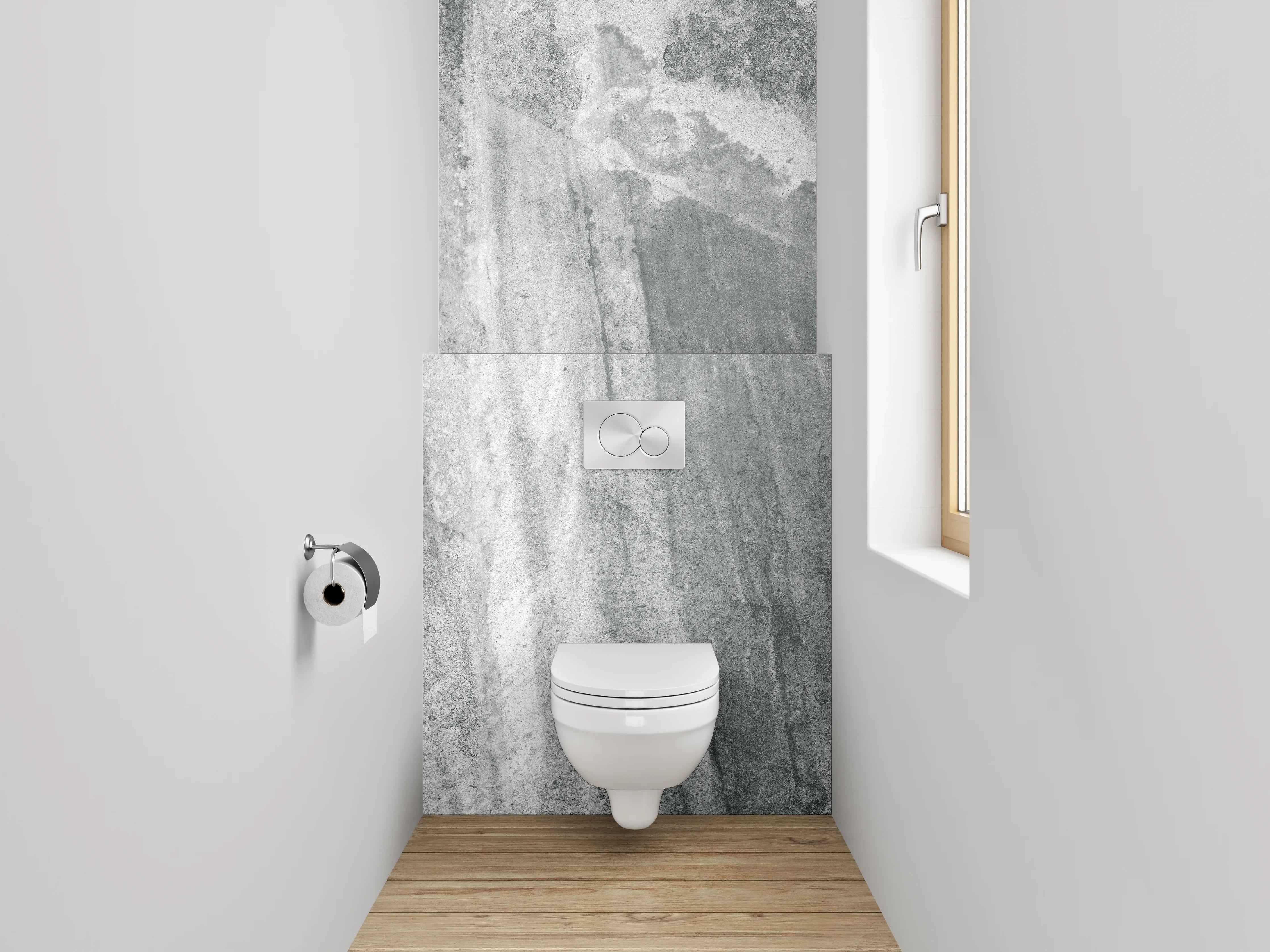 WC-Rückwand - Graue Marmorstruktur Effekt Wandbild