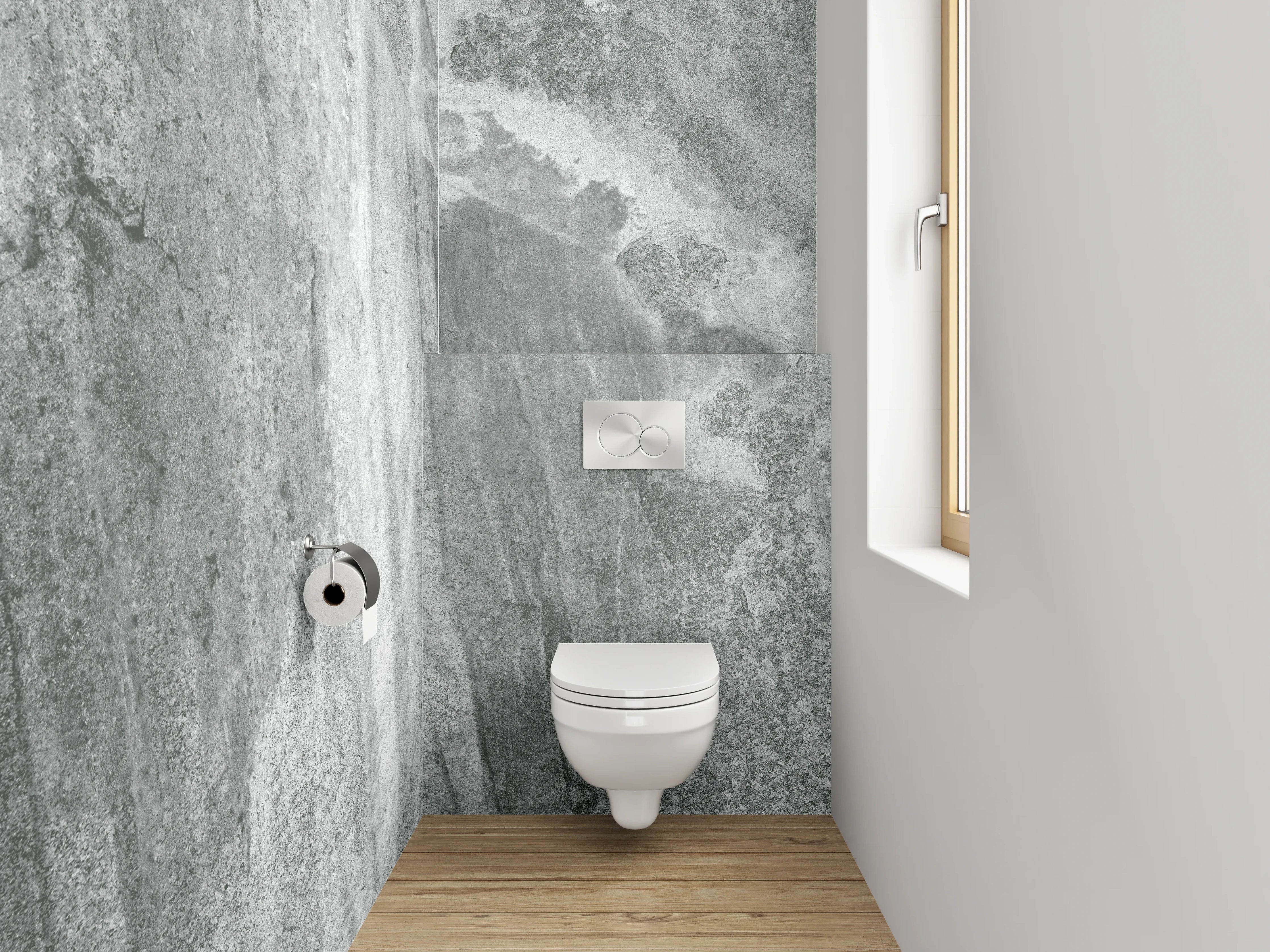 WC-Rückwand - Graue Marmorstruktur Effekt Wandbild