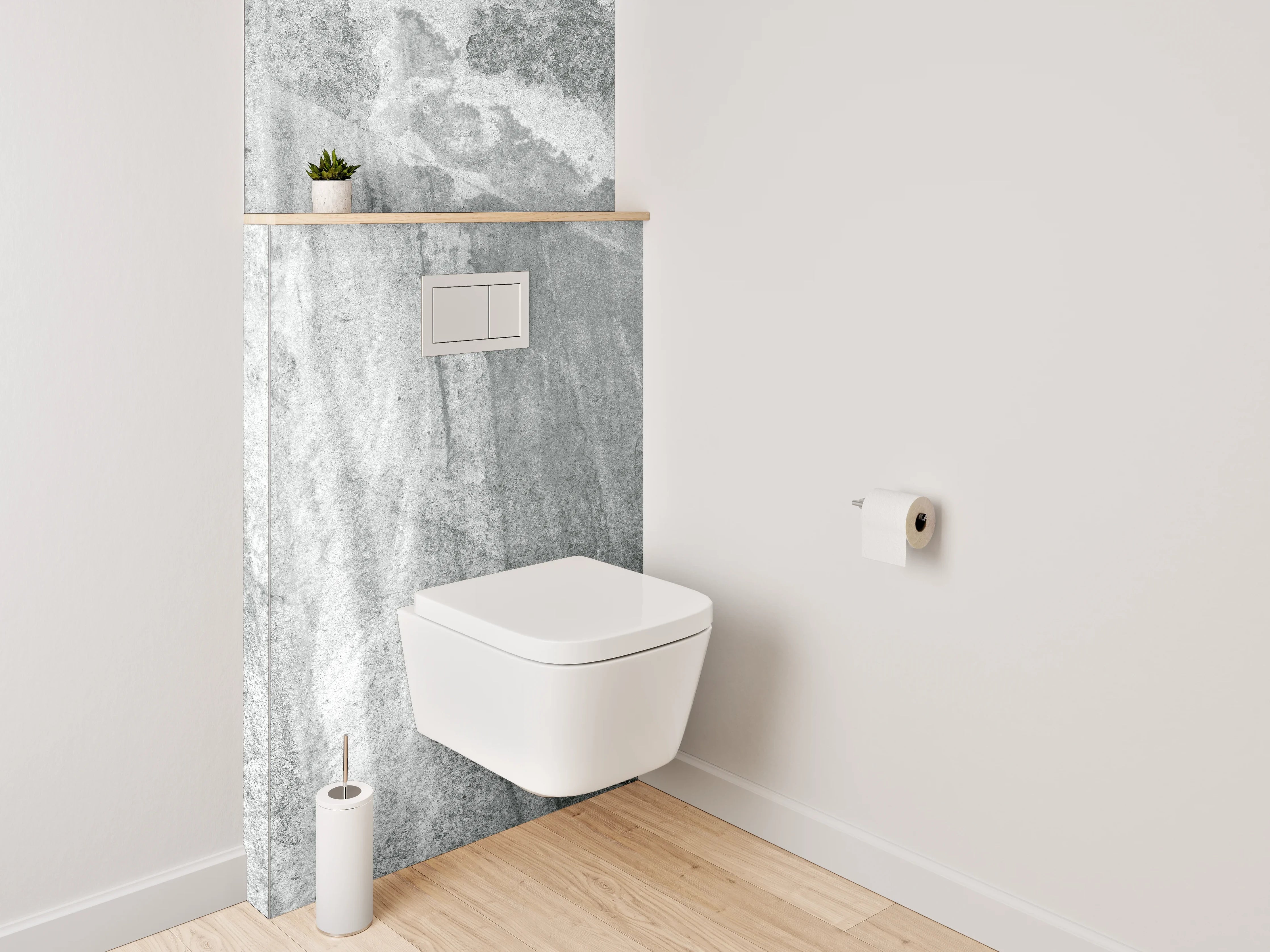 WC-Rückwand - Graue Marmorstruktur Effekt Wandbild