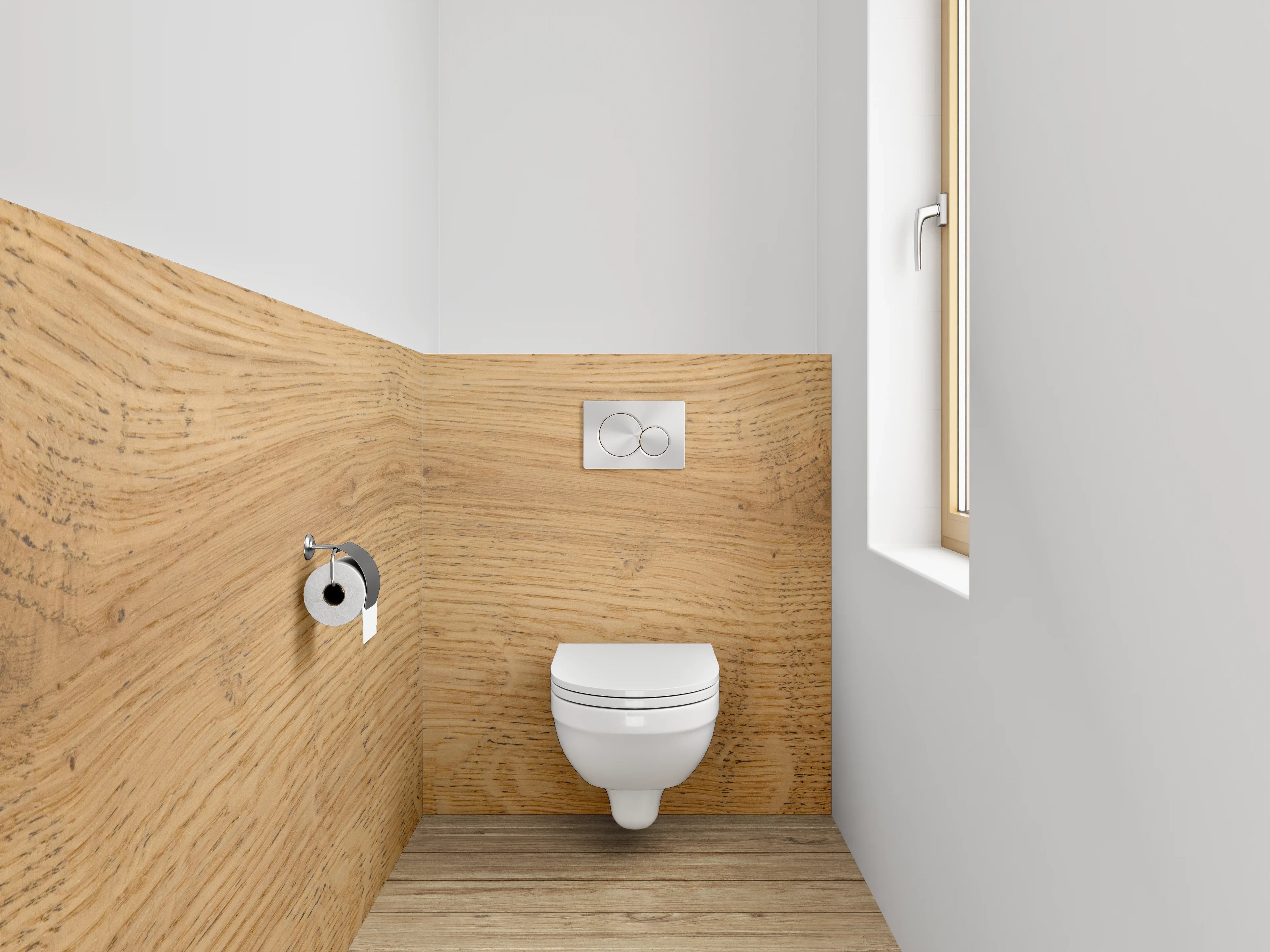 WC-Rückwand - Graue Maserung im Holzdesign