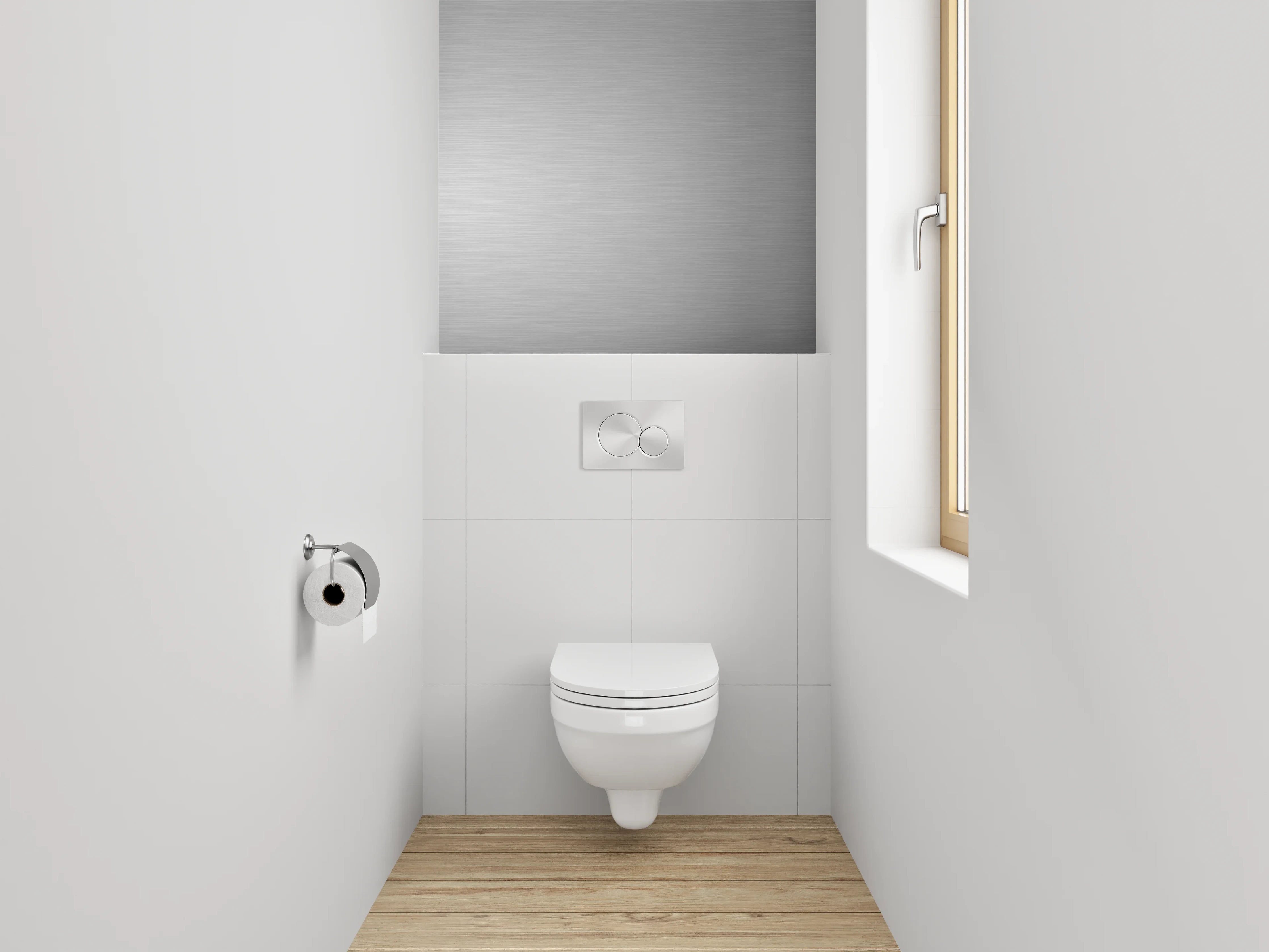 WC-Rückwand - Graue Metall-Oberfläche mit feiner Struktur