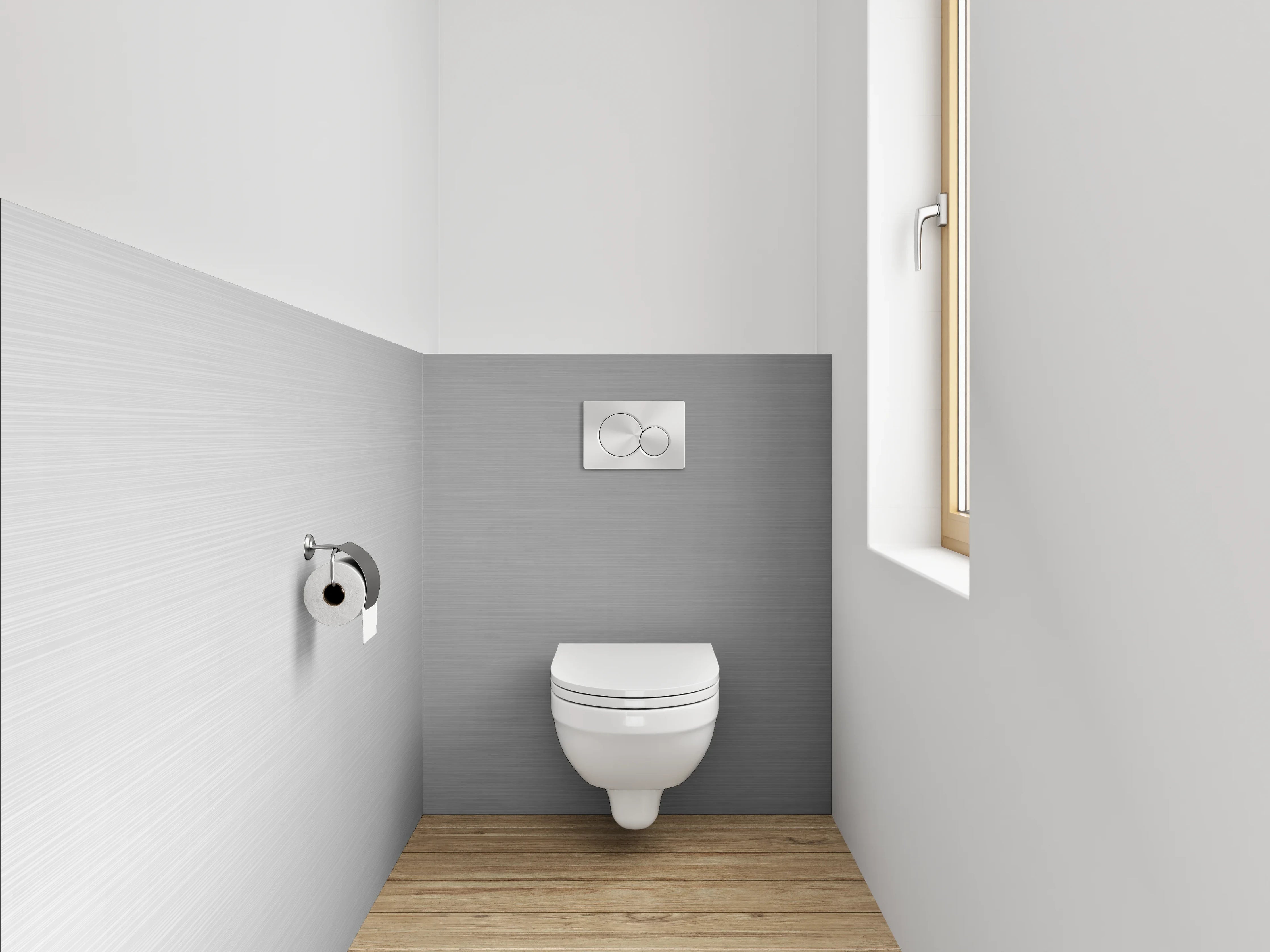 WC-Rückwand - Graue Metall-Oberfläche mit feiner Struktur