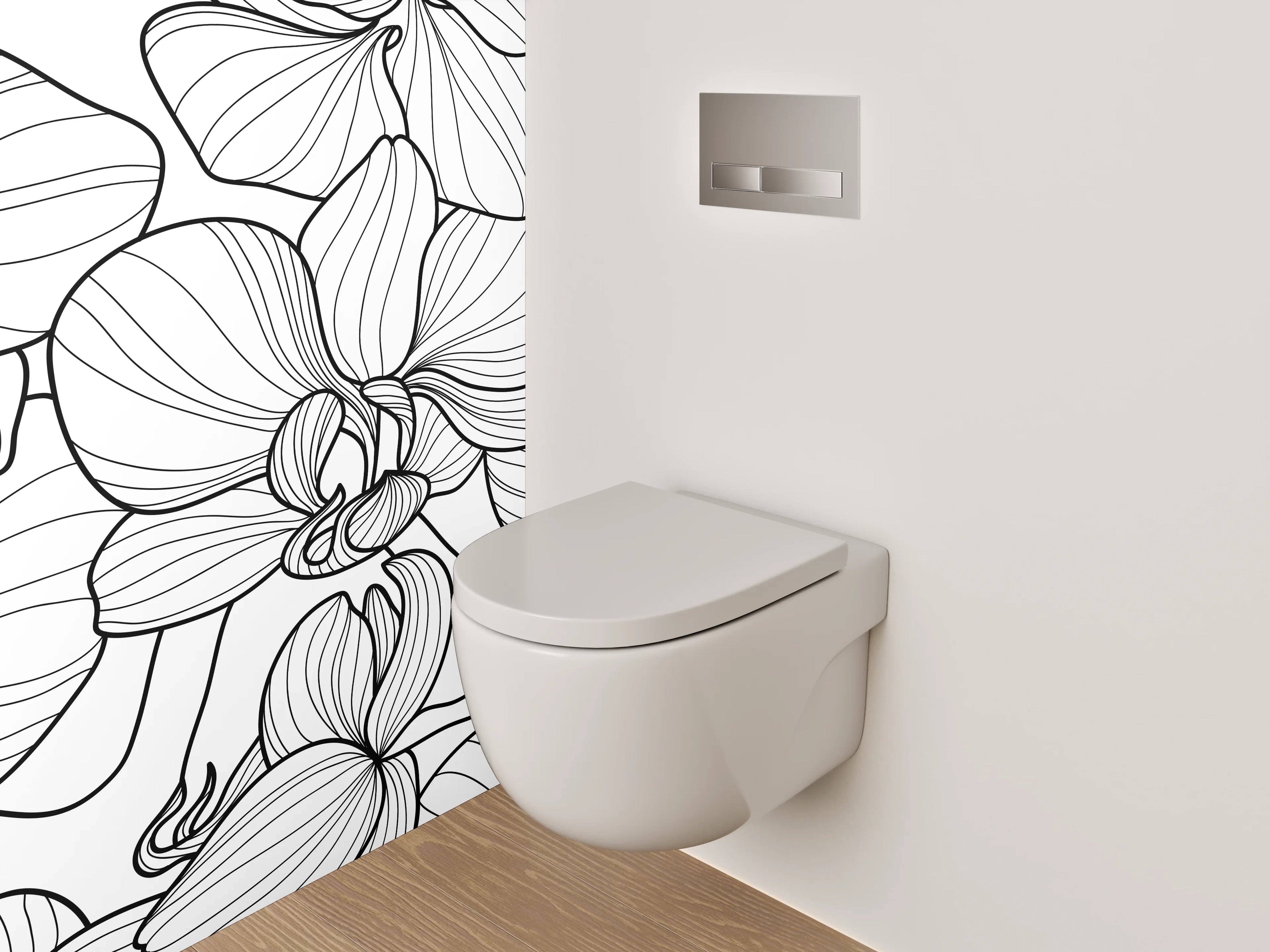 WC-Rückwand - Graue Orchideen Silhouettenkunst