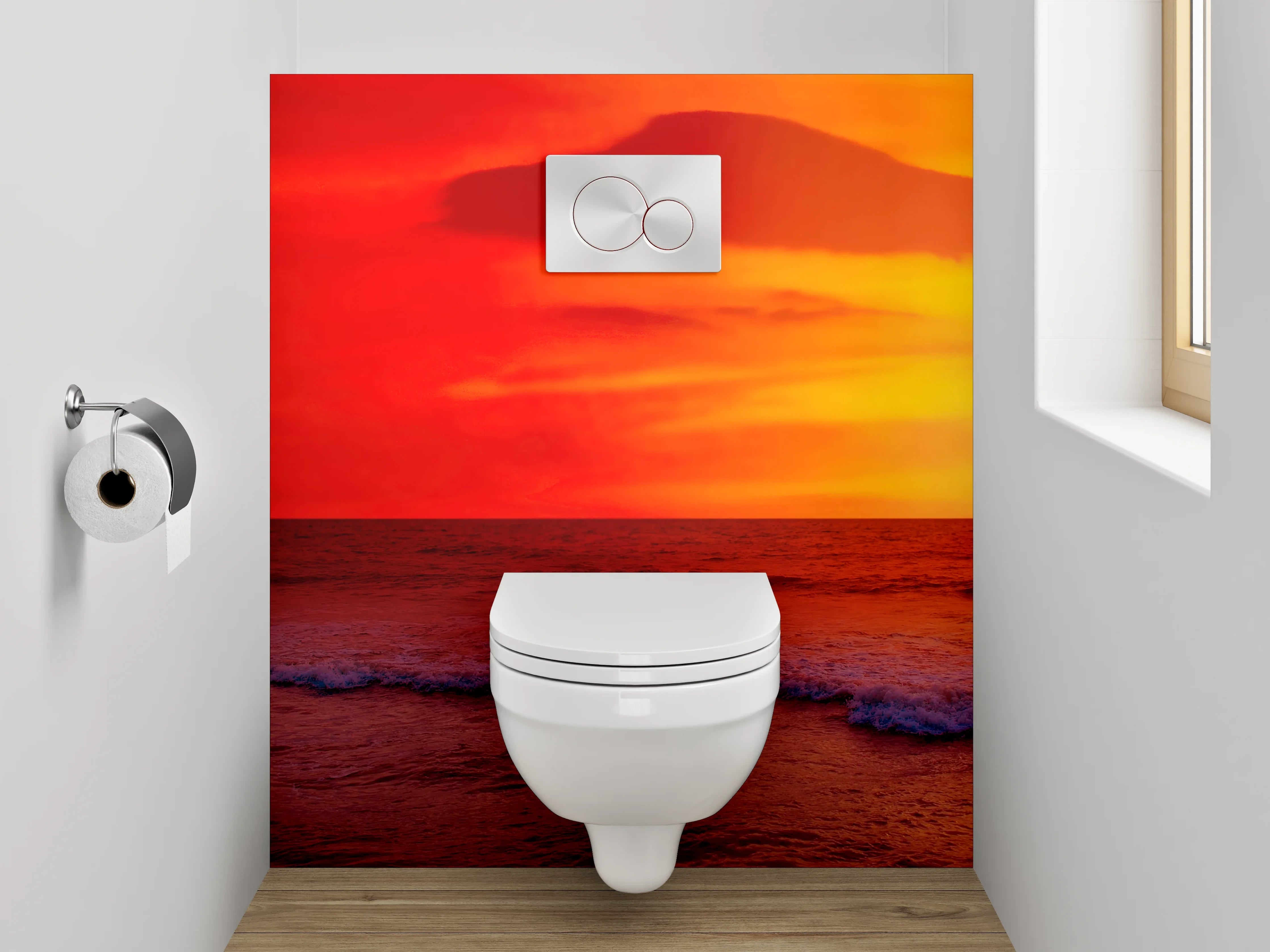 WC-Rückwand - Graue Schatten am Meeresspiegel