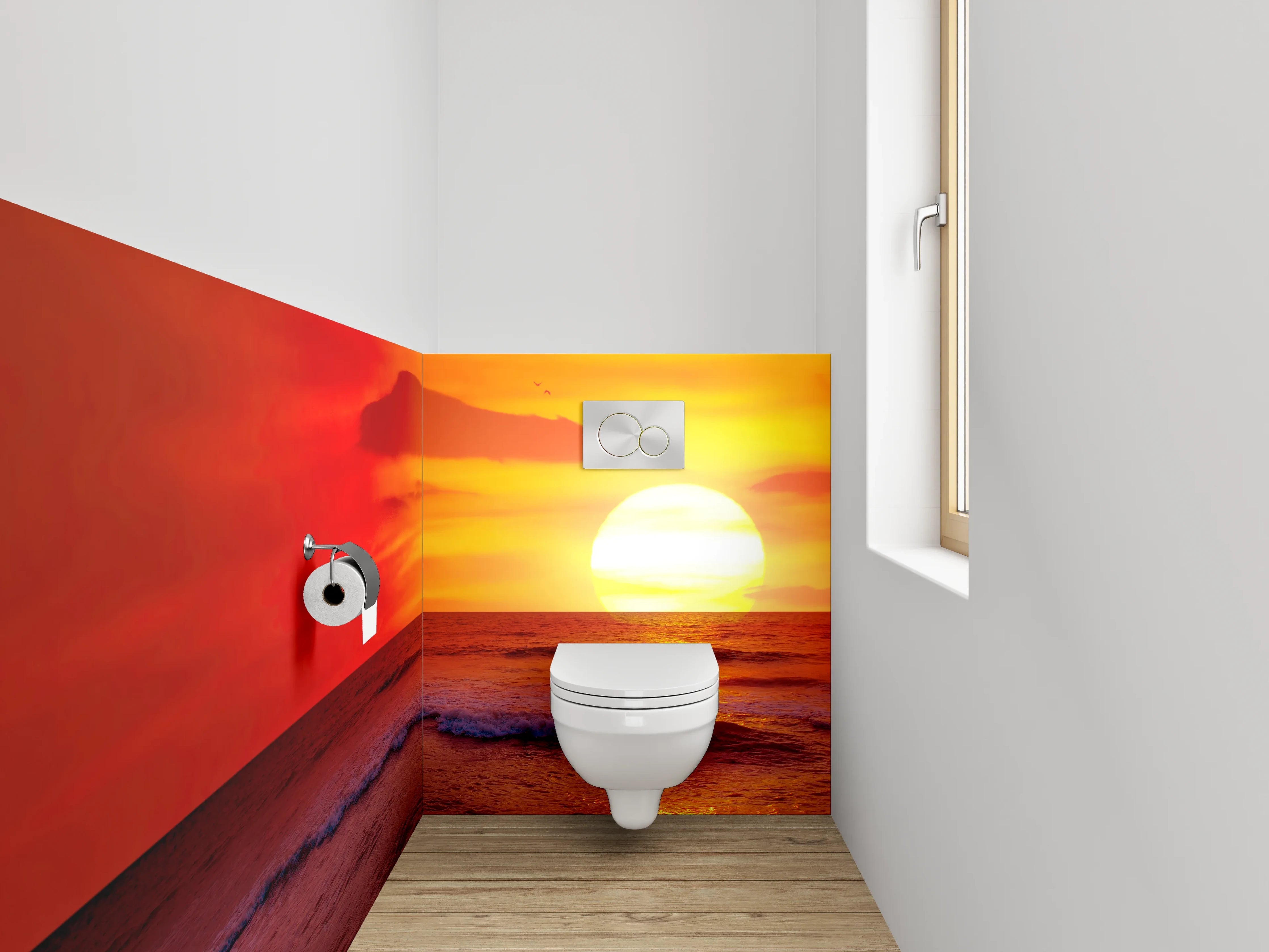 WC-Rückwand - Graue Schatten am Meeresspiegel
