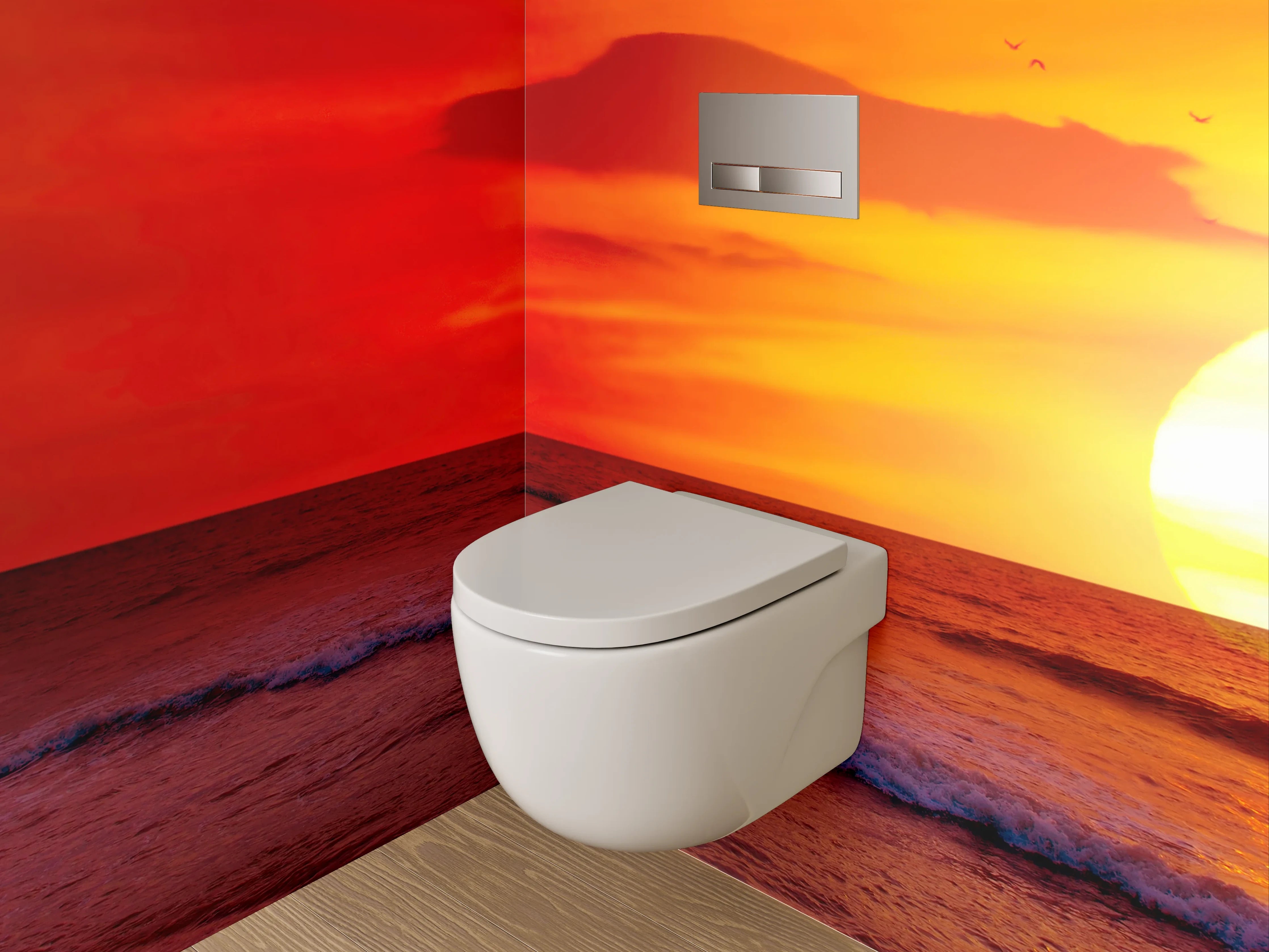 WC-Rückwand - Graue Schatten am Meeresspiegel