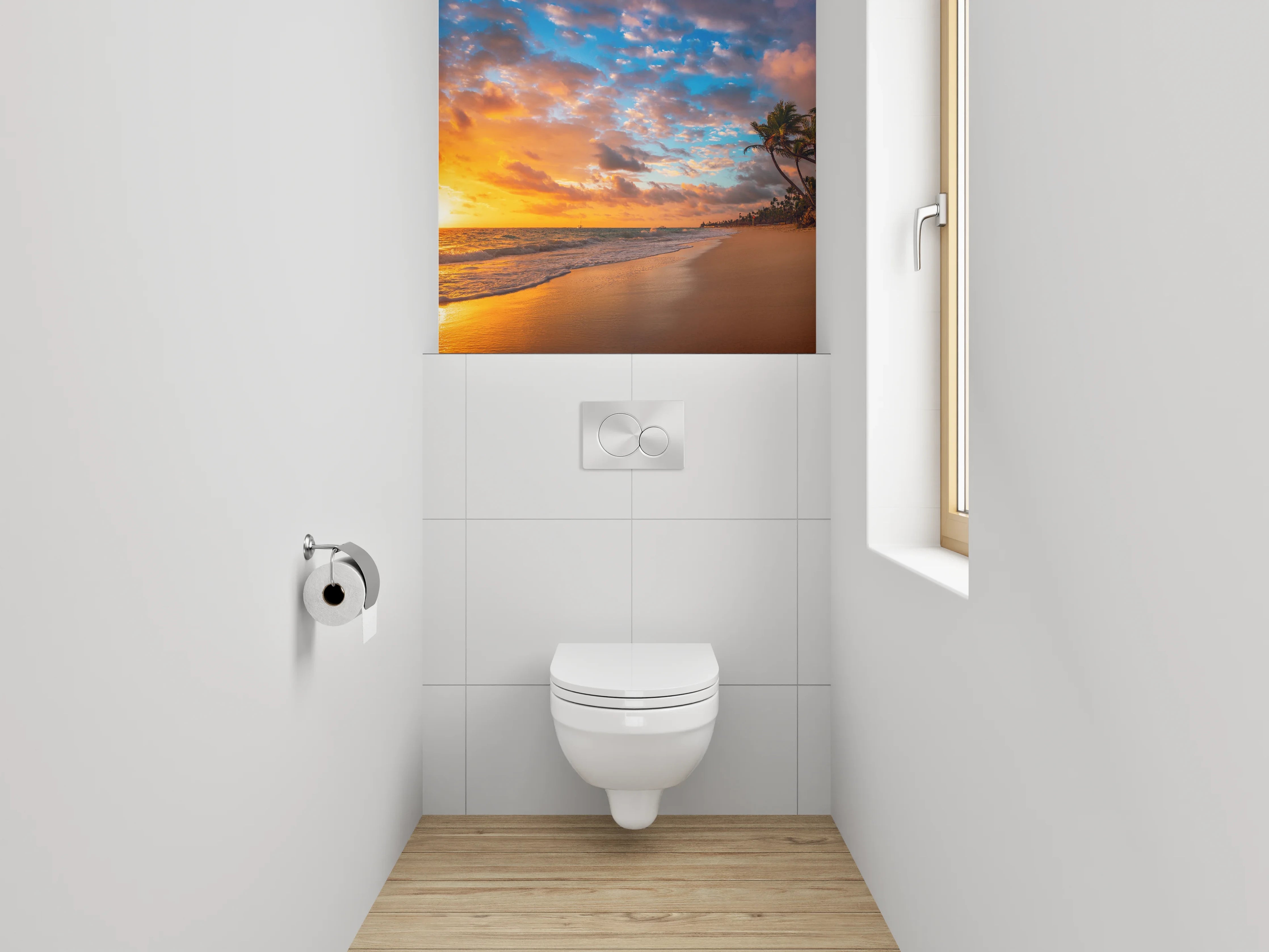 WC-Rückwand - Graue Silhouetten im Abendlicht