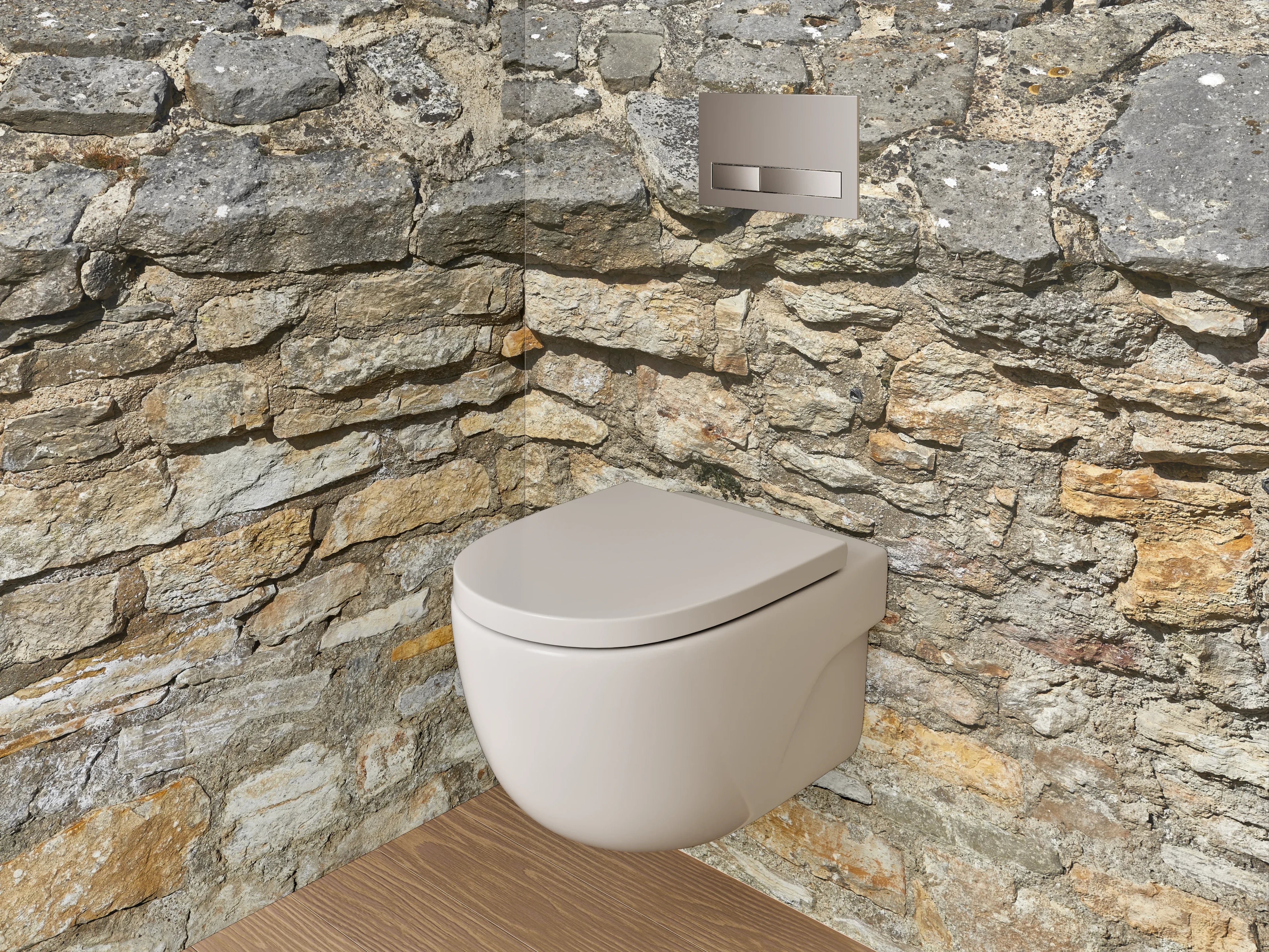 WC-Rückwand - Graue Steinmauer mit weißen Akzenten