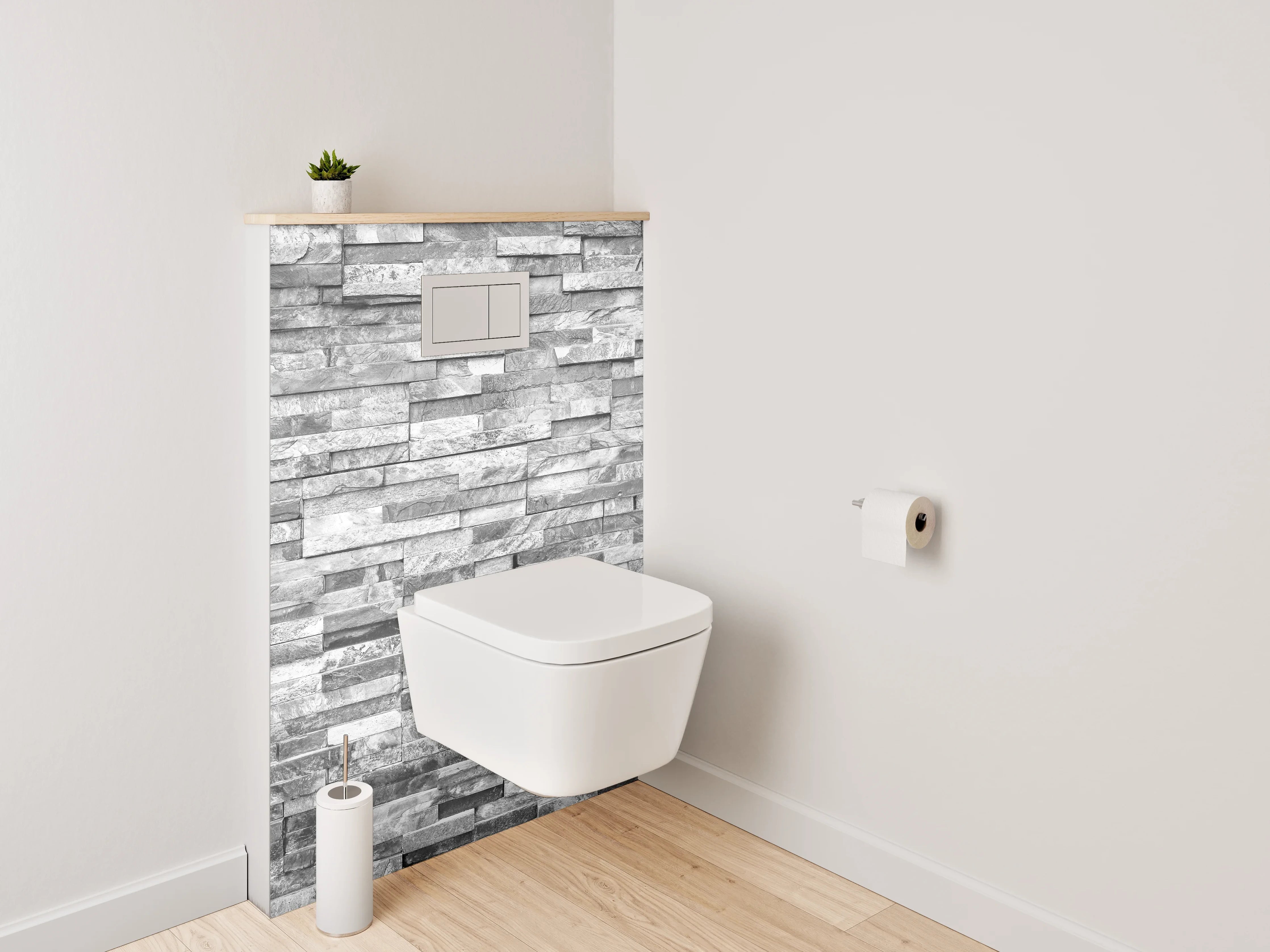 WC-Rückwand - Graue Steinwand mit strukturierter Oberfläche