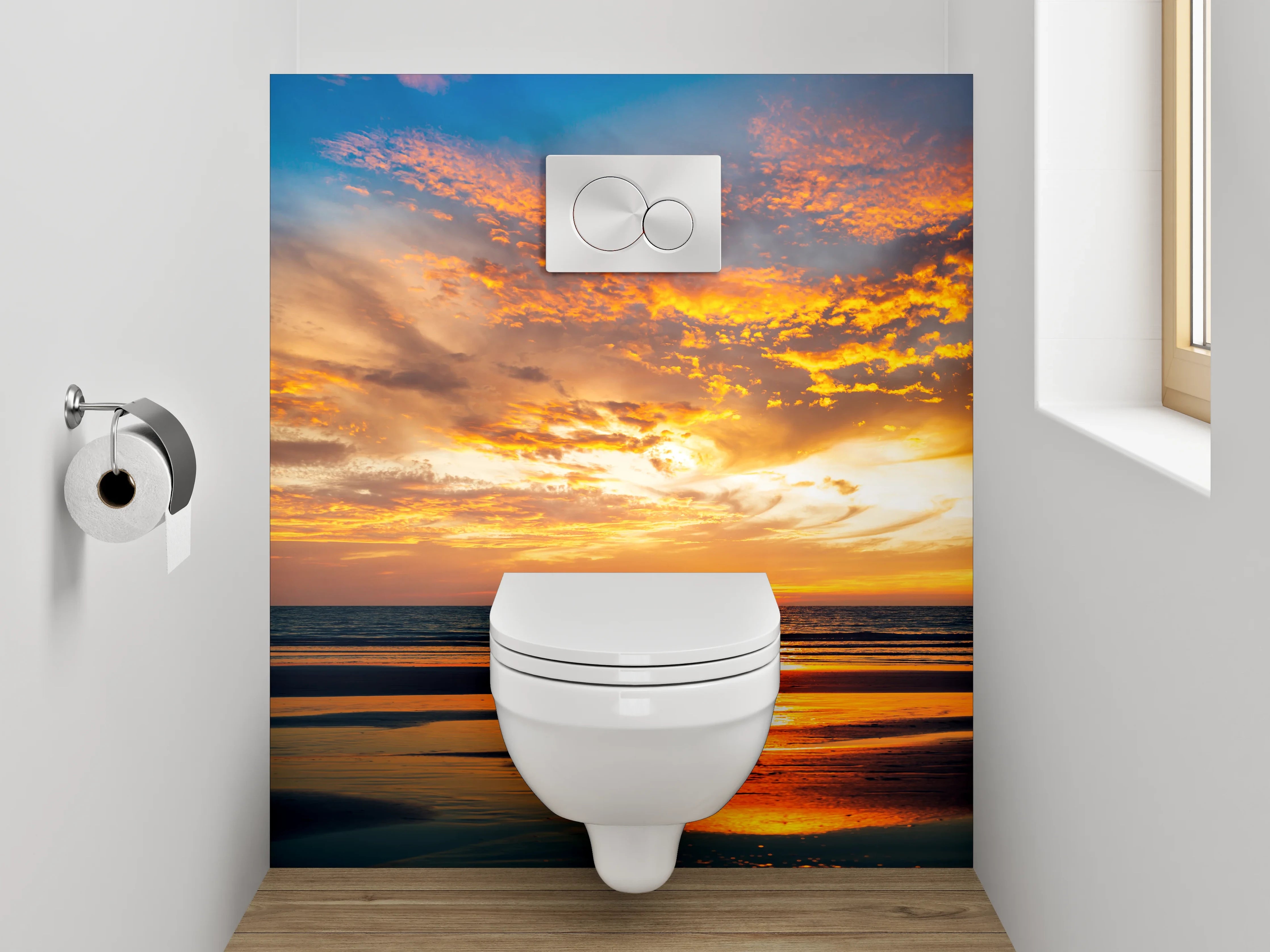 WC-Rückwand - Graue Stille über weißem Meer