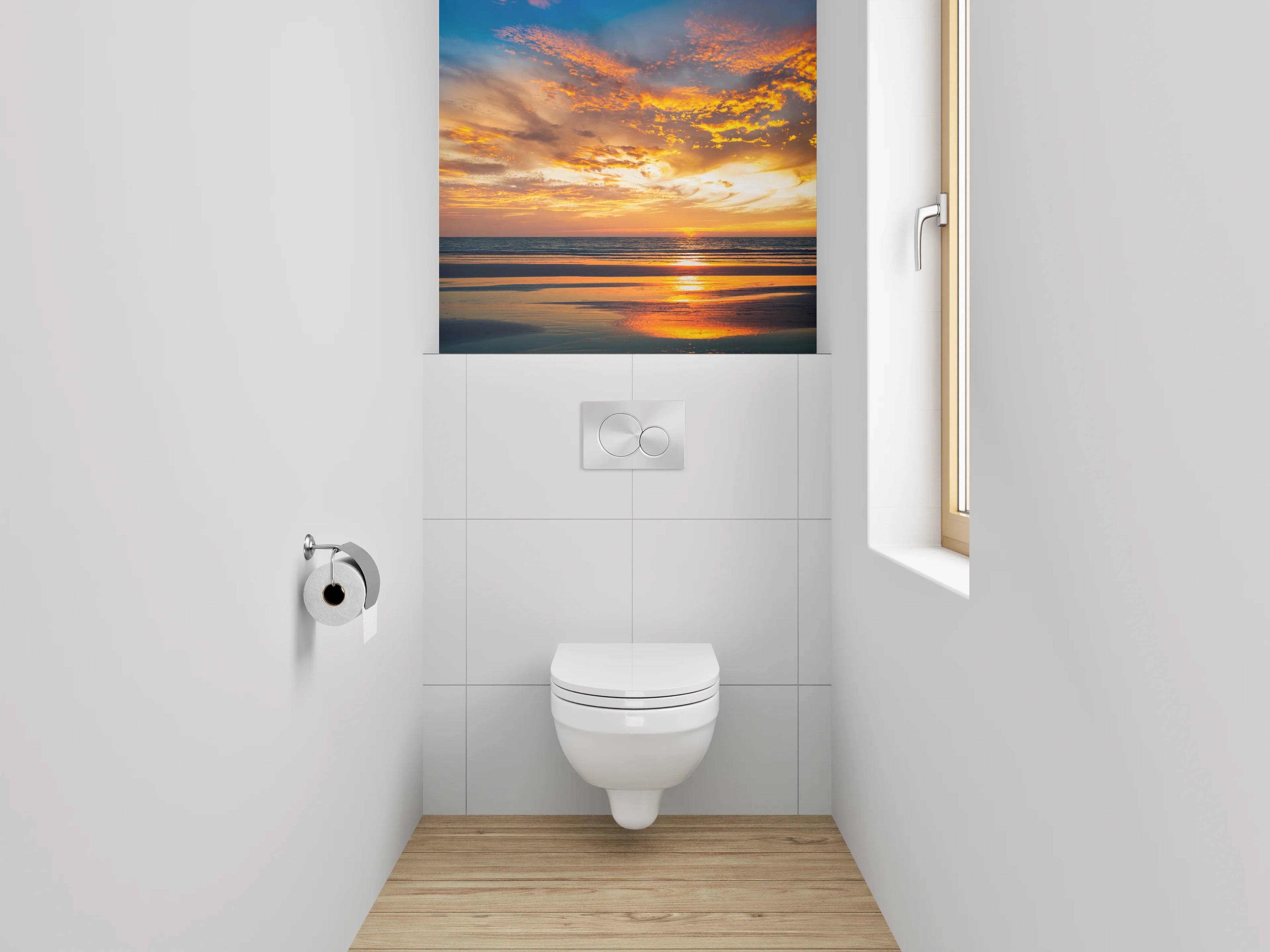 WC-Rückwand - Graue Stille über weißem Meer