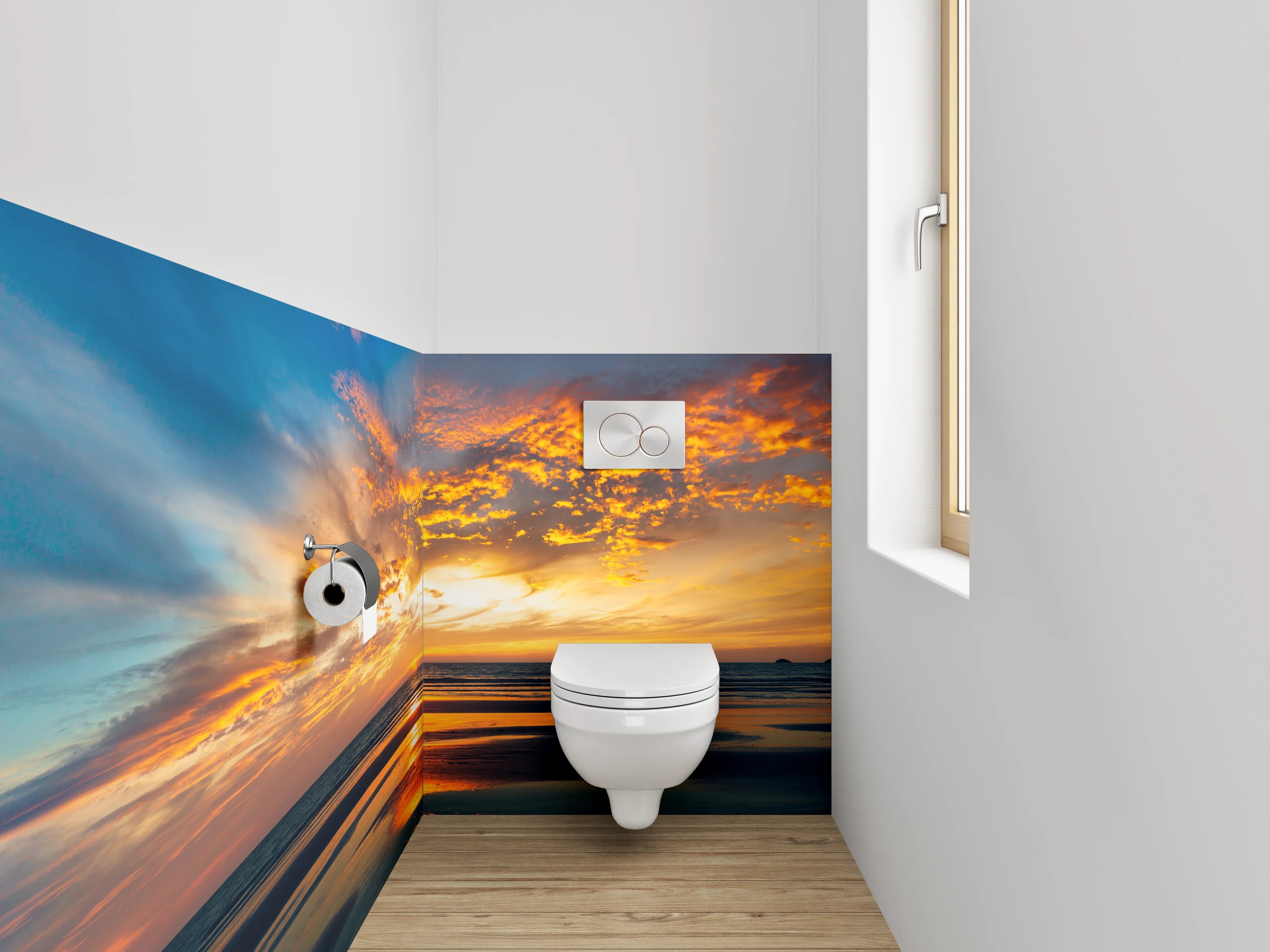 WC-Rückwand - Graue Stille über weißem Meer