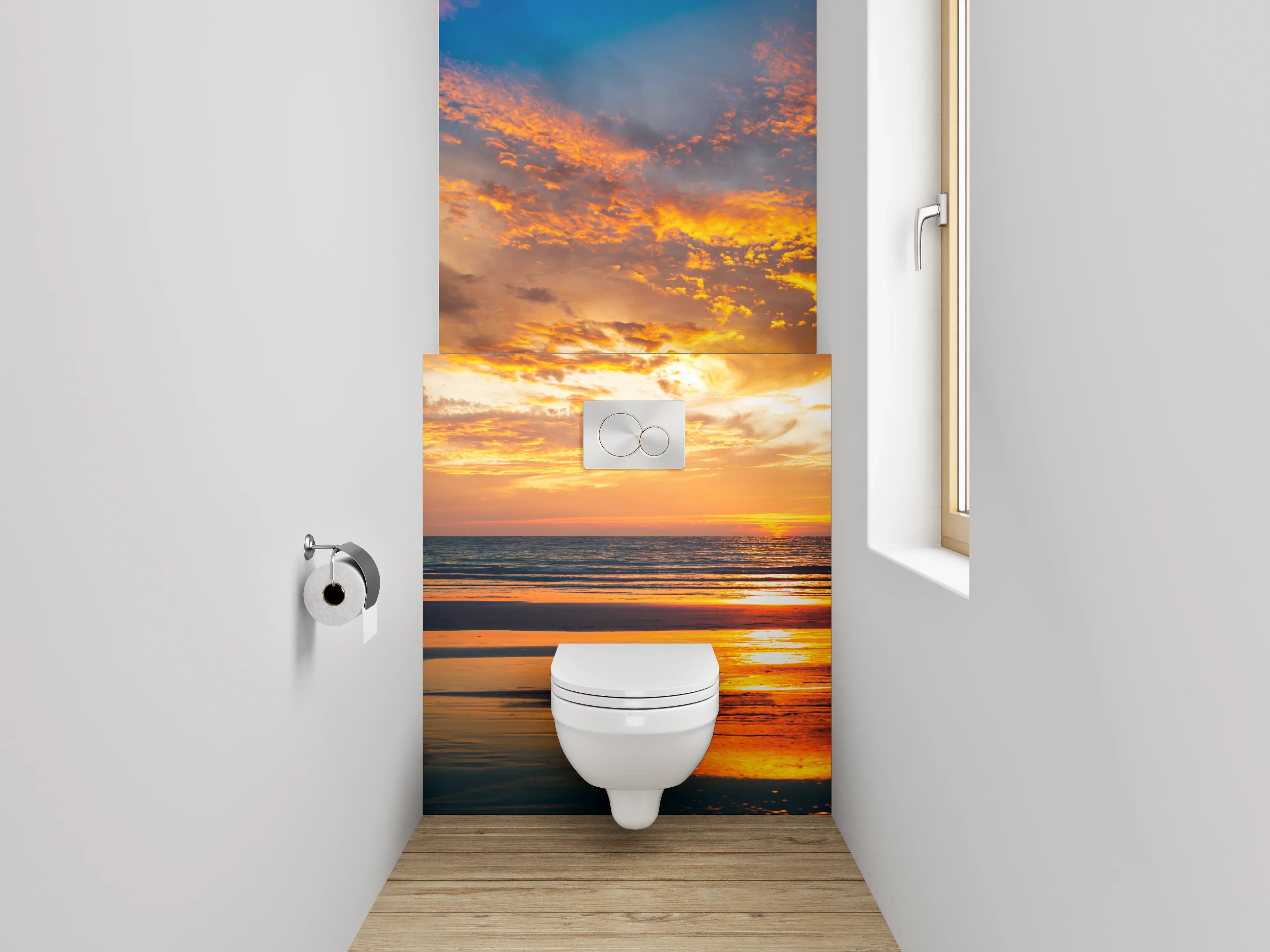 WC-Rückwand - Graue Stille über weißem Meer