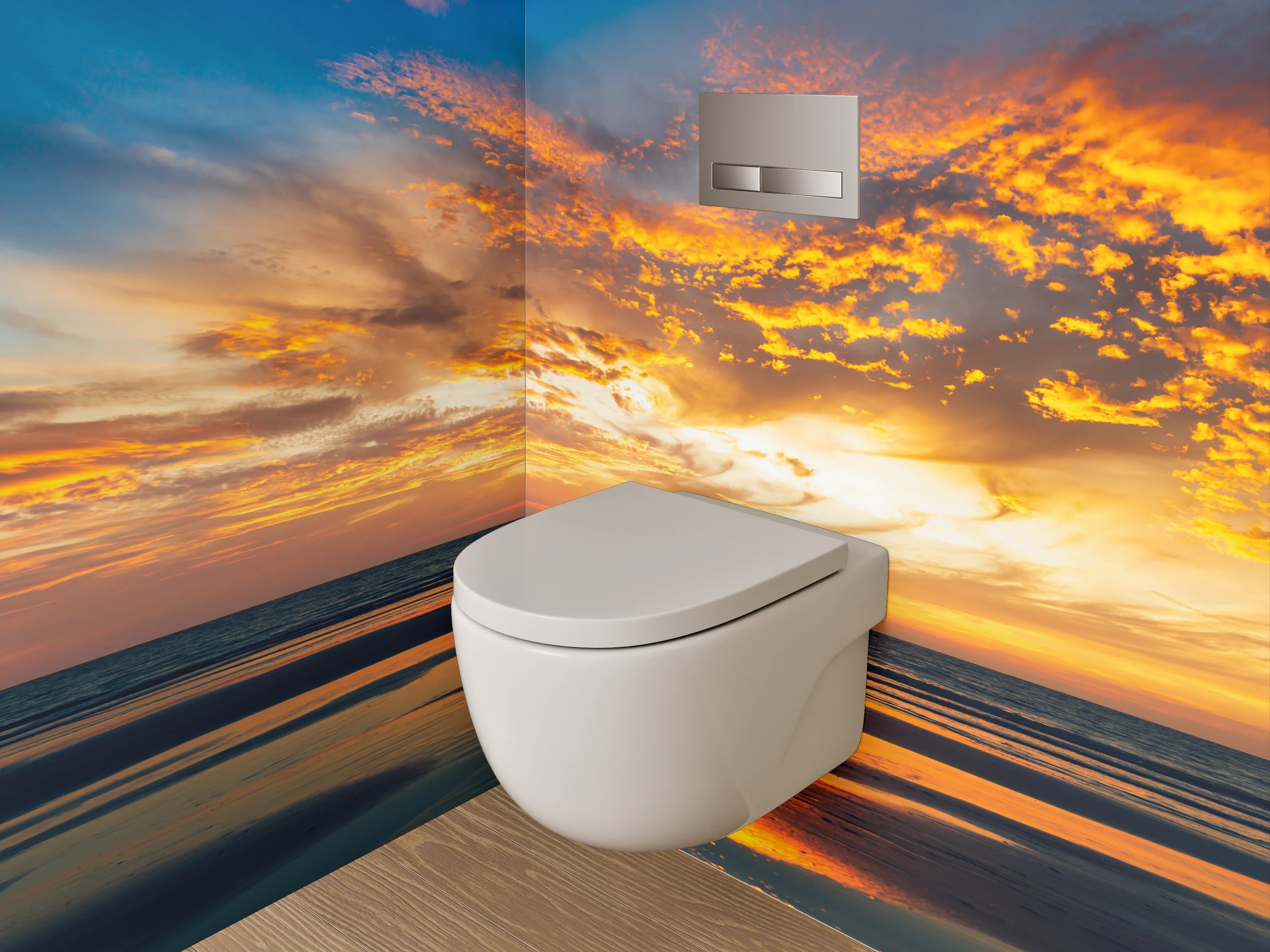 WC-Rückwand - Graue Stille über weißem Meer