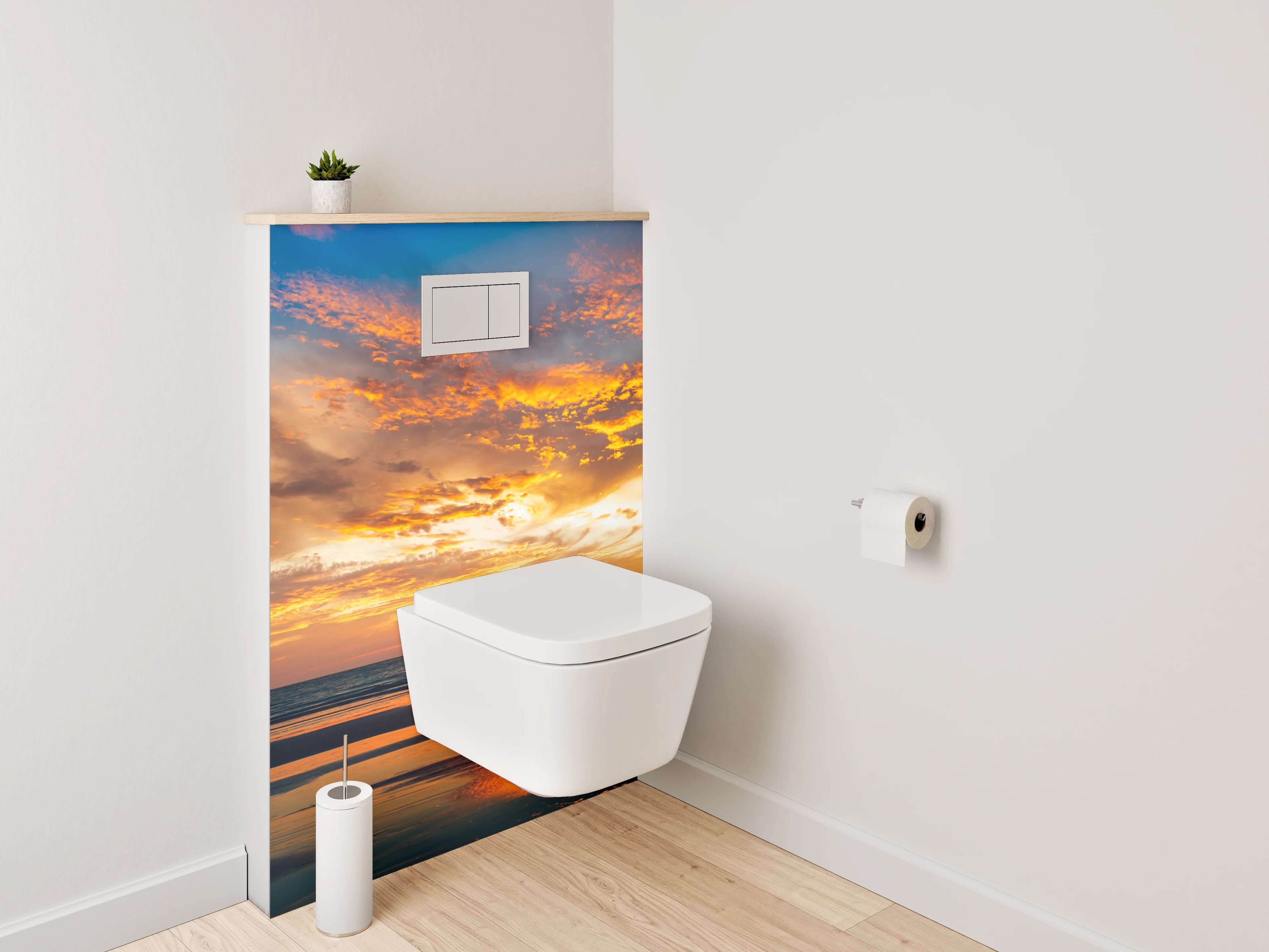 WC-Rückwand - Graue Stille über weißem Meer