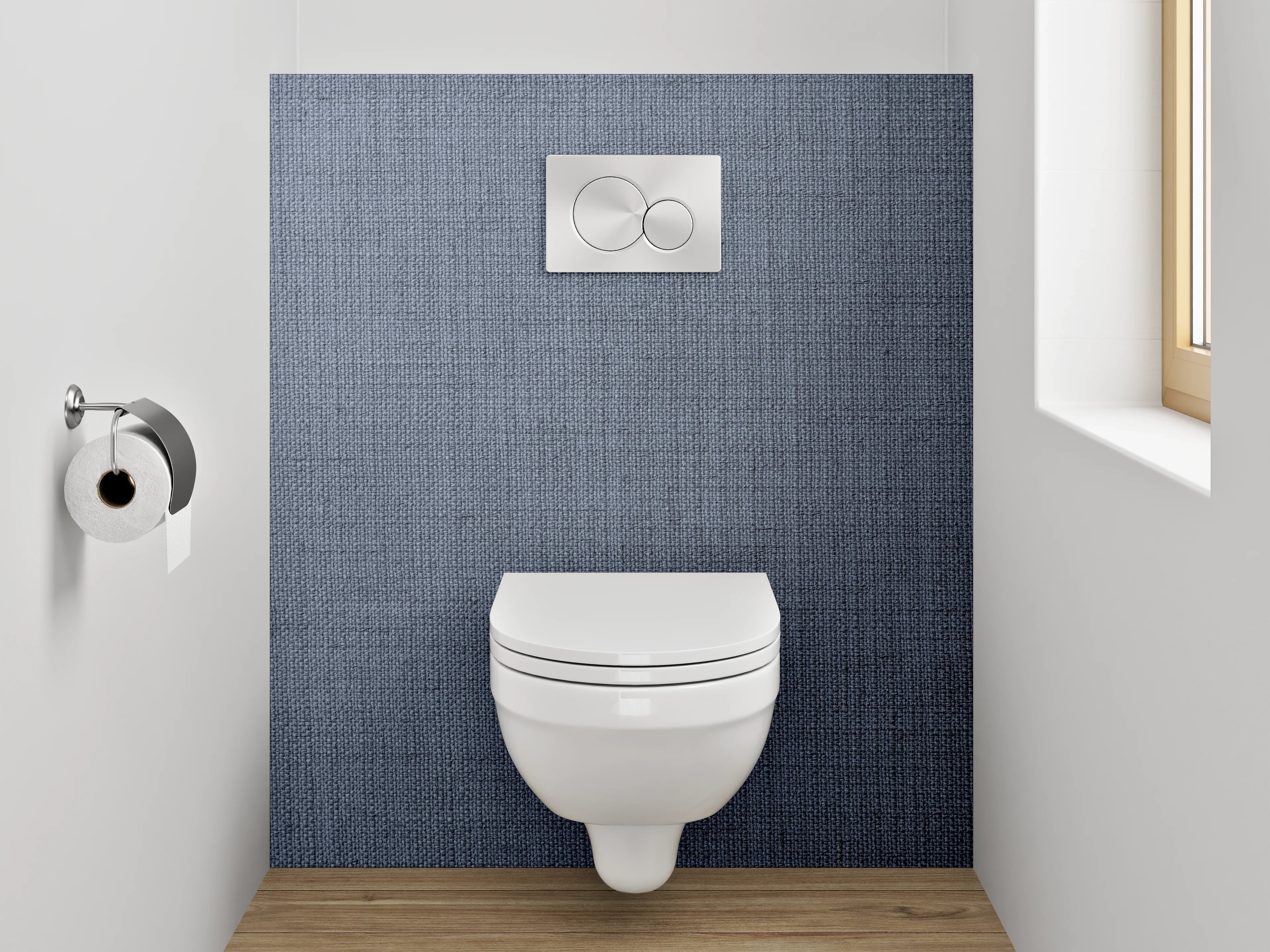 WC-Rückwand - Graue Stoffstruktur modern