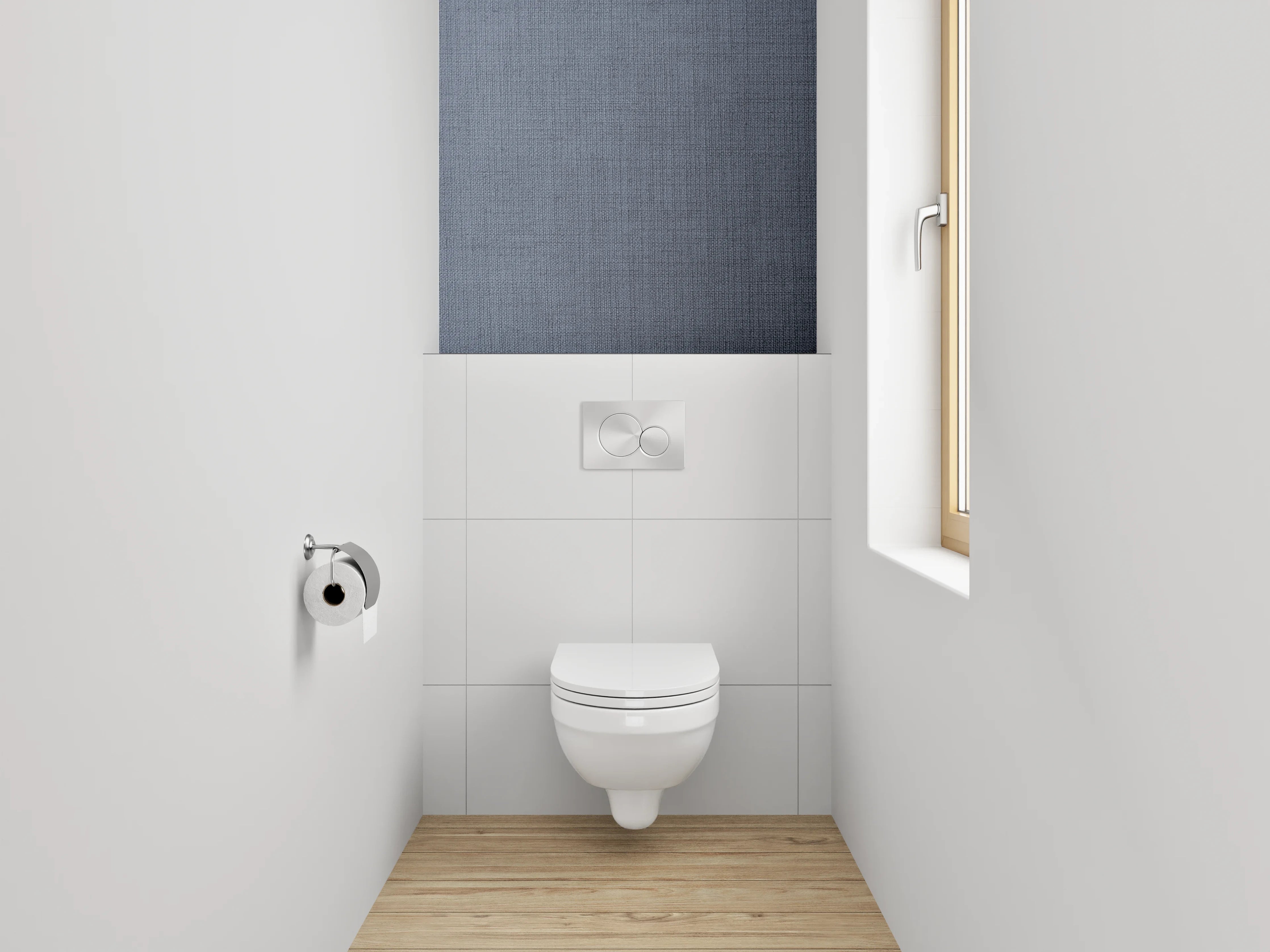 WC-Rückwand - Graue Stoffstruktur modern