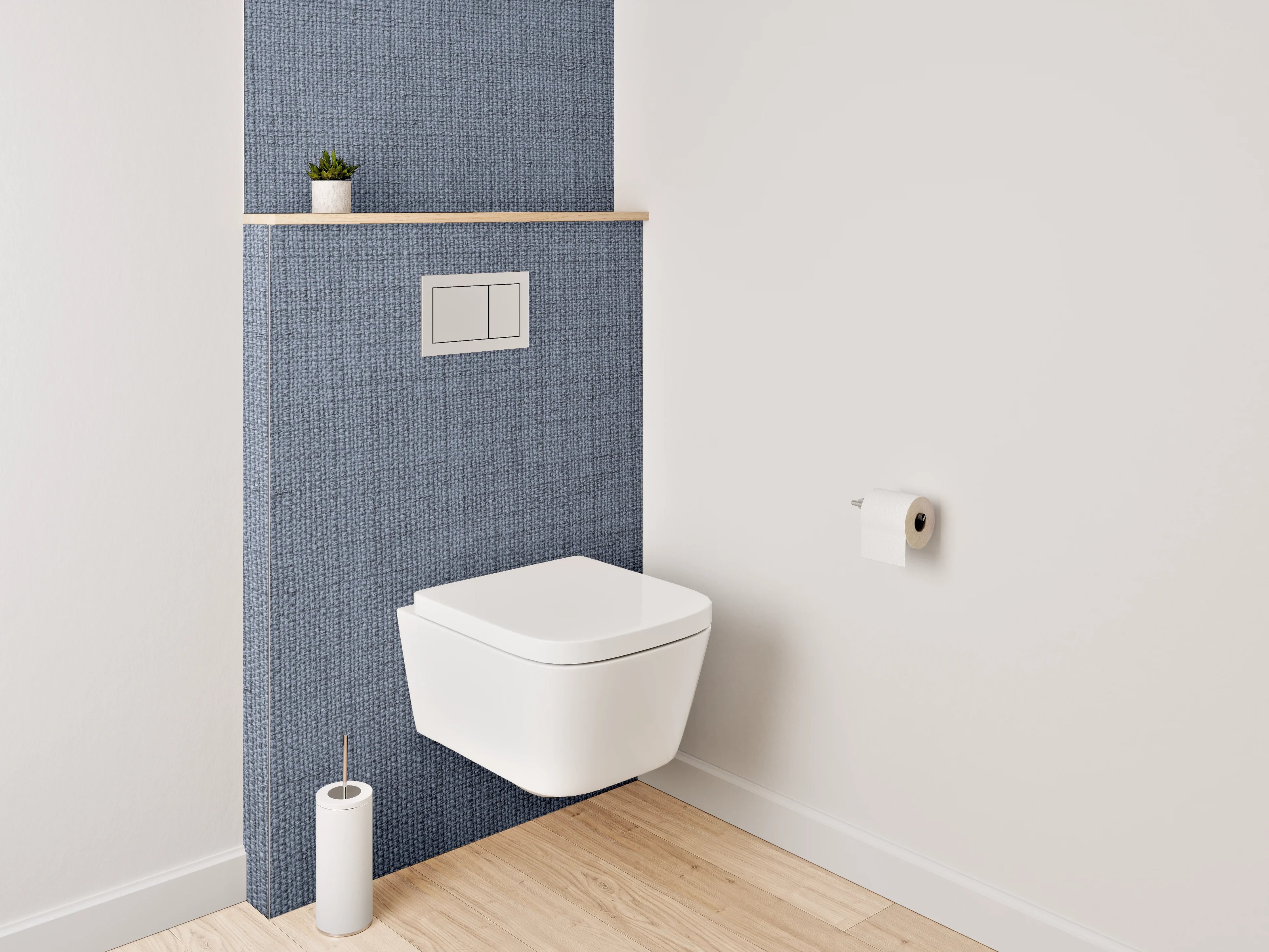 WC-Rückwand - Graue Stoffstruktur modern