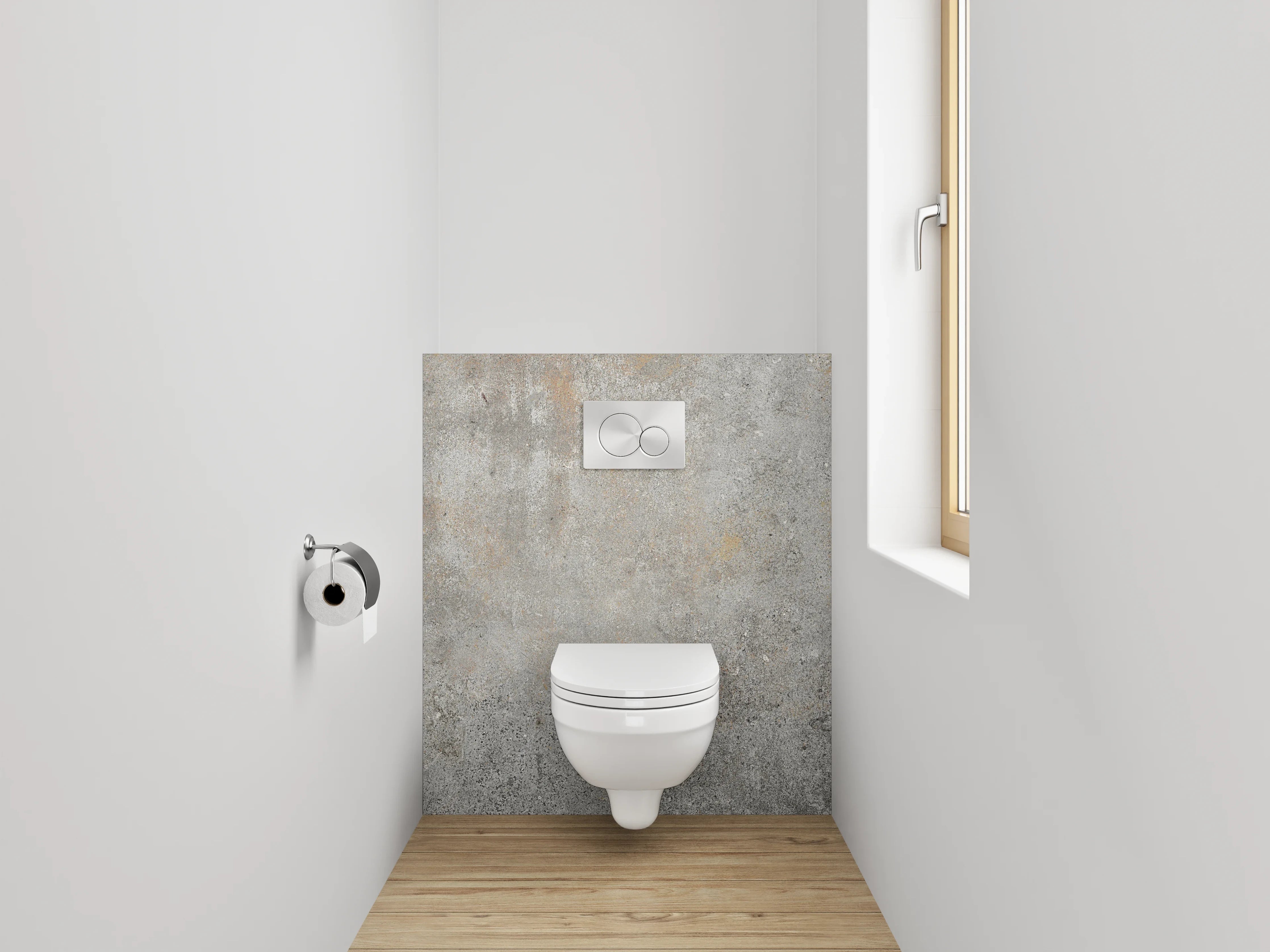 WC-Rückwand - Graue Wandgestaltung mit weißen Akzenten