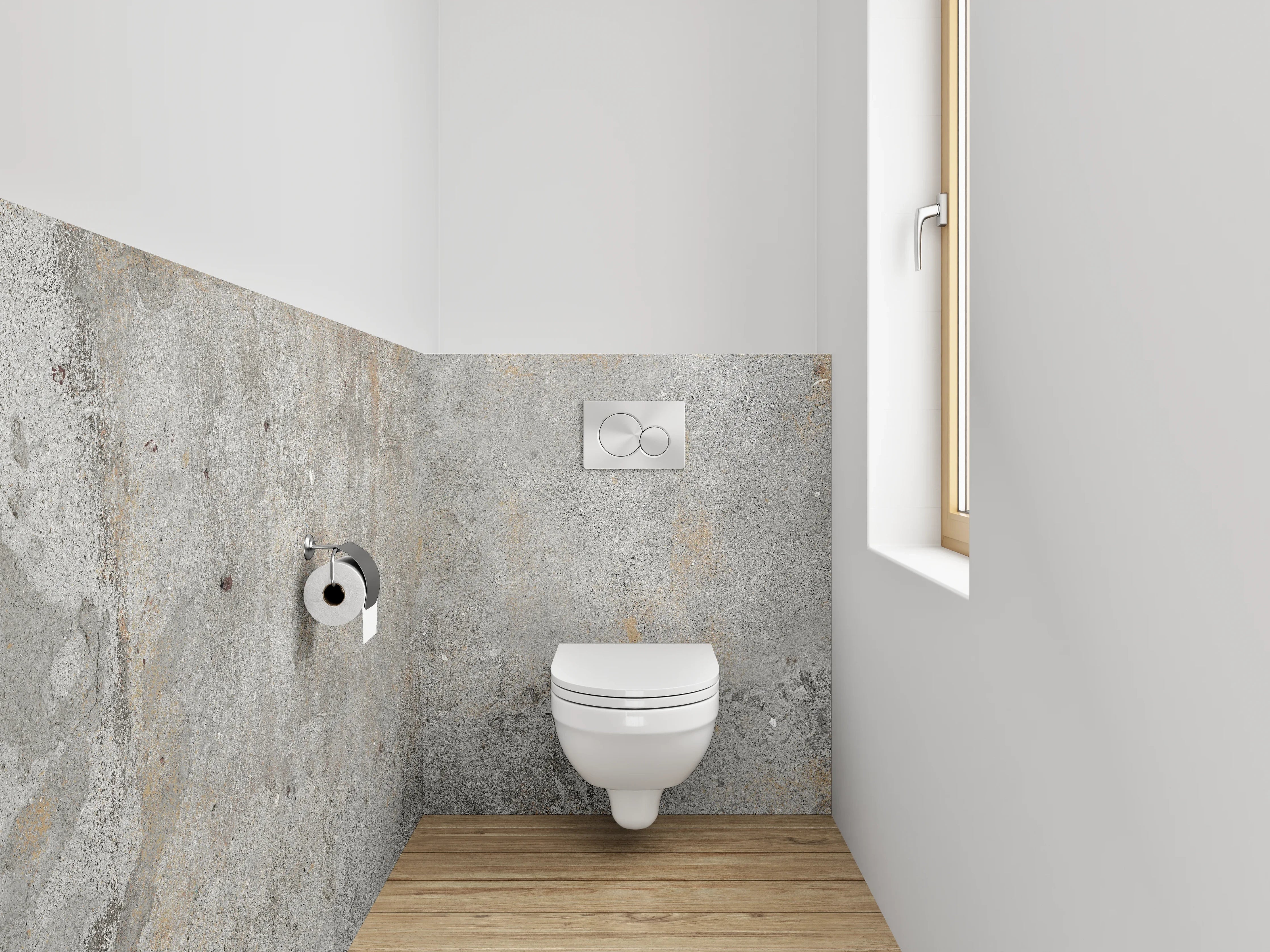 WC-Rückwand - Graue Wandgestaltung mit weißen Akzenten