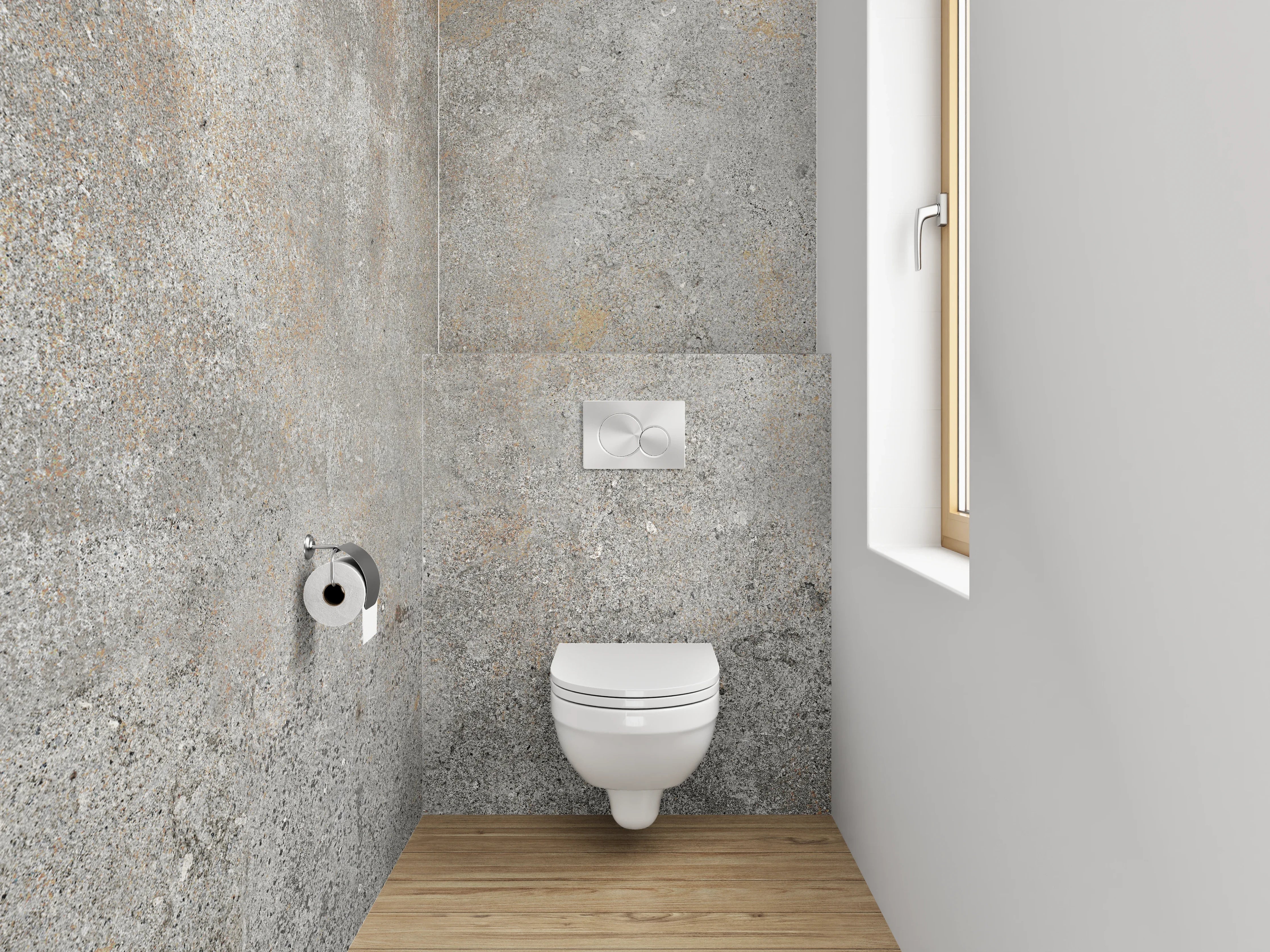 WC-Rückwand - Graue Wandgestaltung mit weißen Akzenten