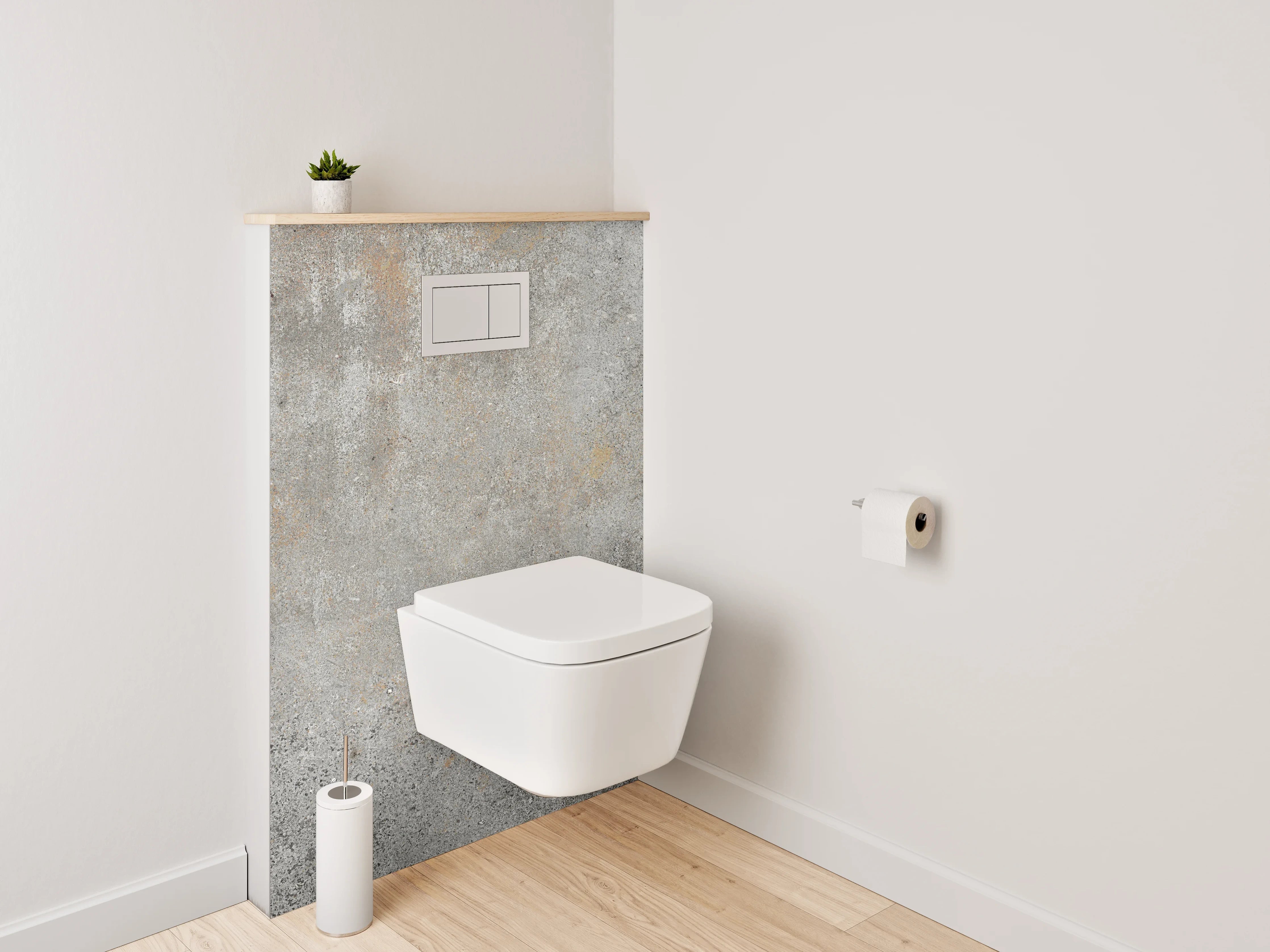 WC-Rückwand - Graue Wandgestaltung mit weißen Akzenten