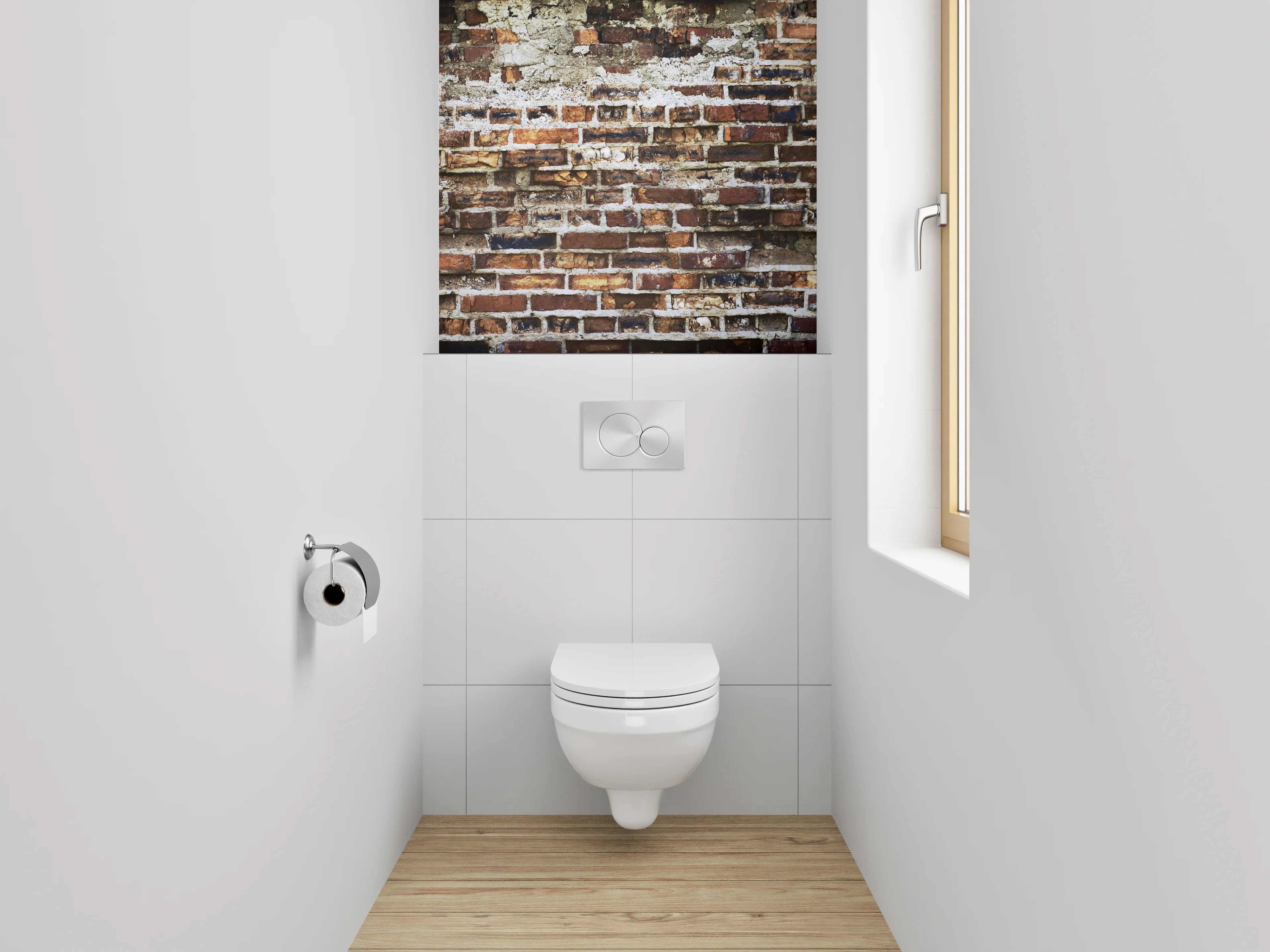 WC-Rückwand - Graue Ziegelwand im Vintage-Look