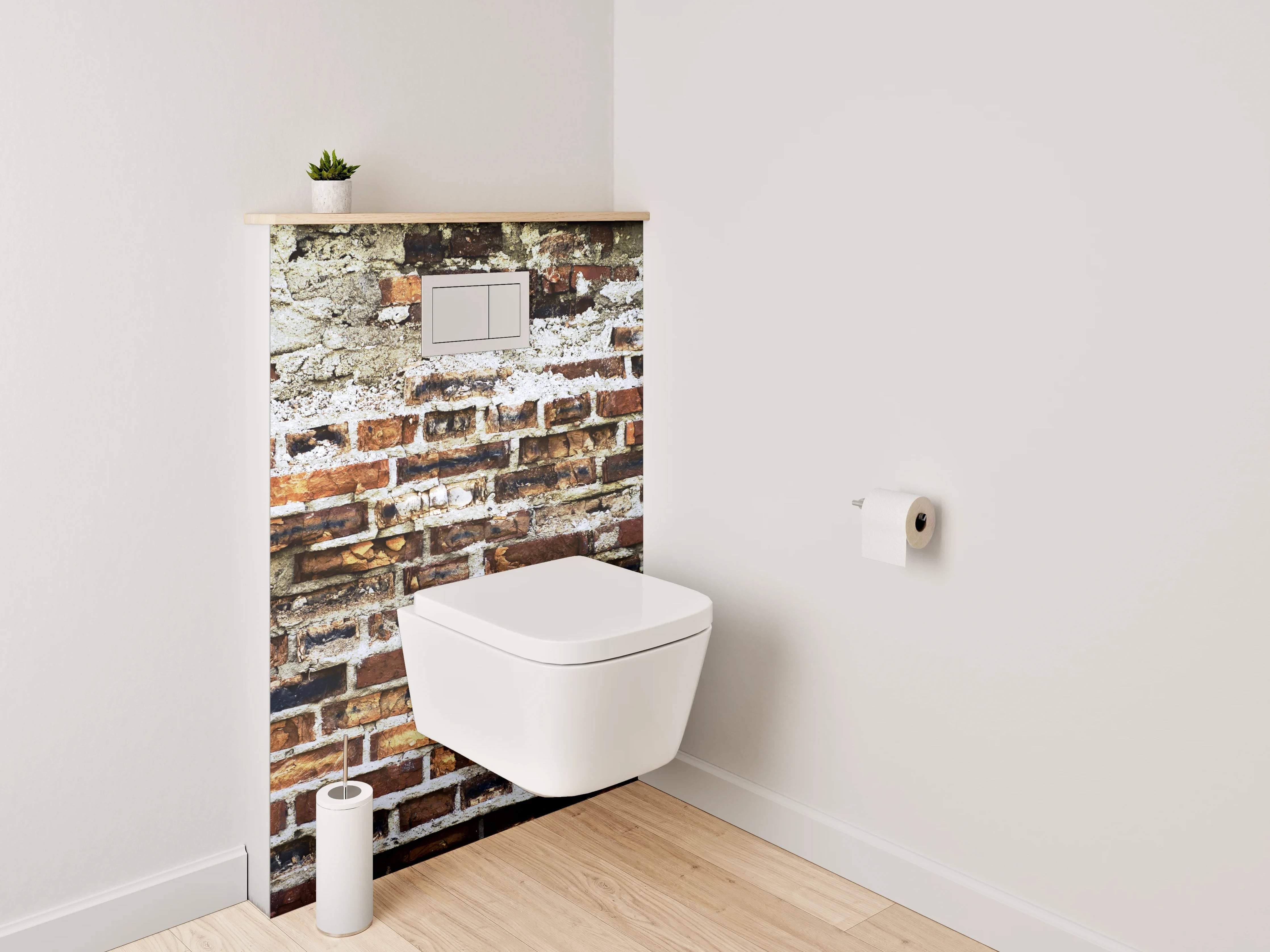 WC-Rückwand - Graue Ziegelwand im Vintage-Look