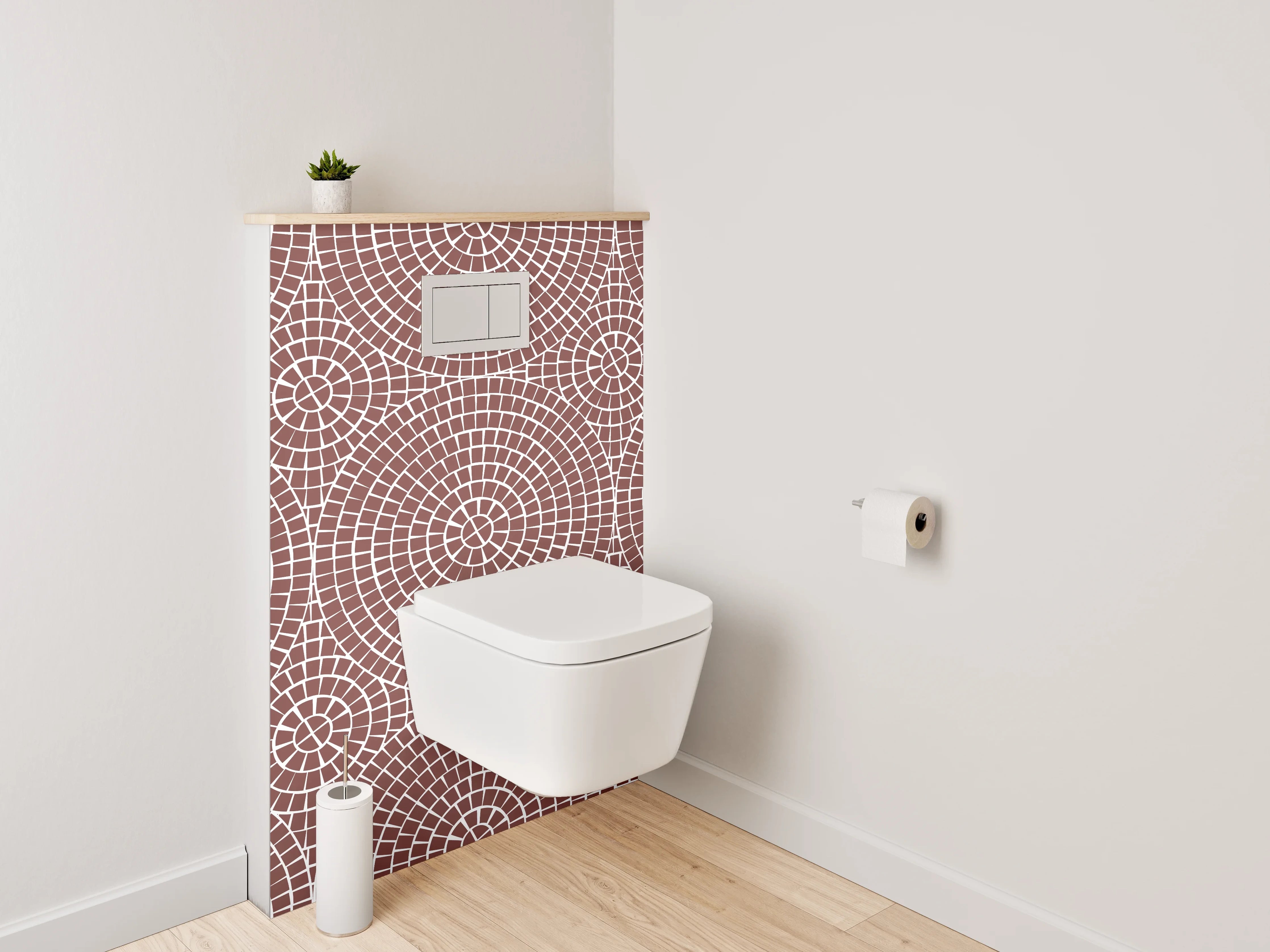WC-Rückwand - Graue und Beigefarbene Geometrien