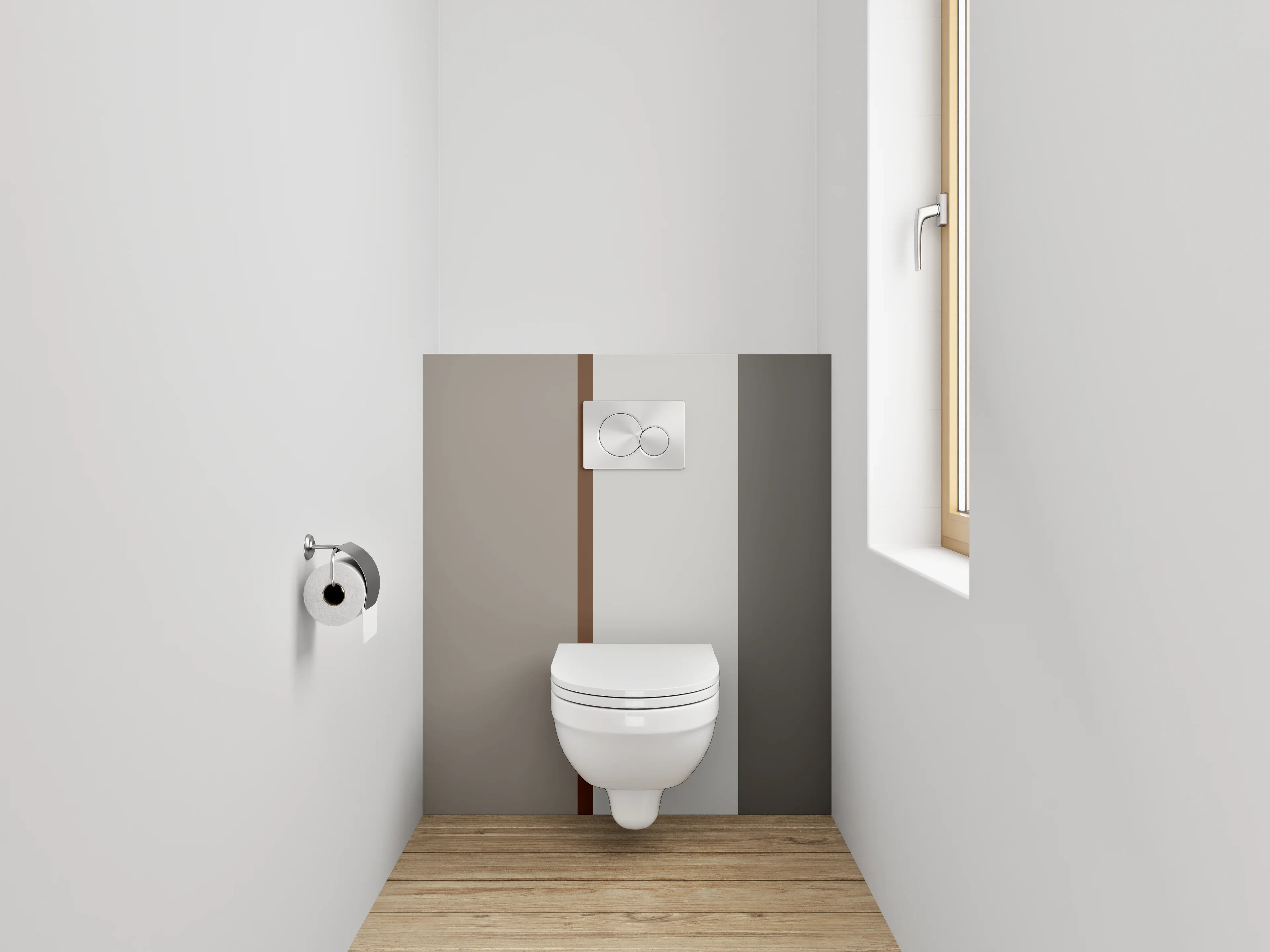 WC-Rückwand - Graue und Braune Farbpalette im Detail
