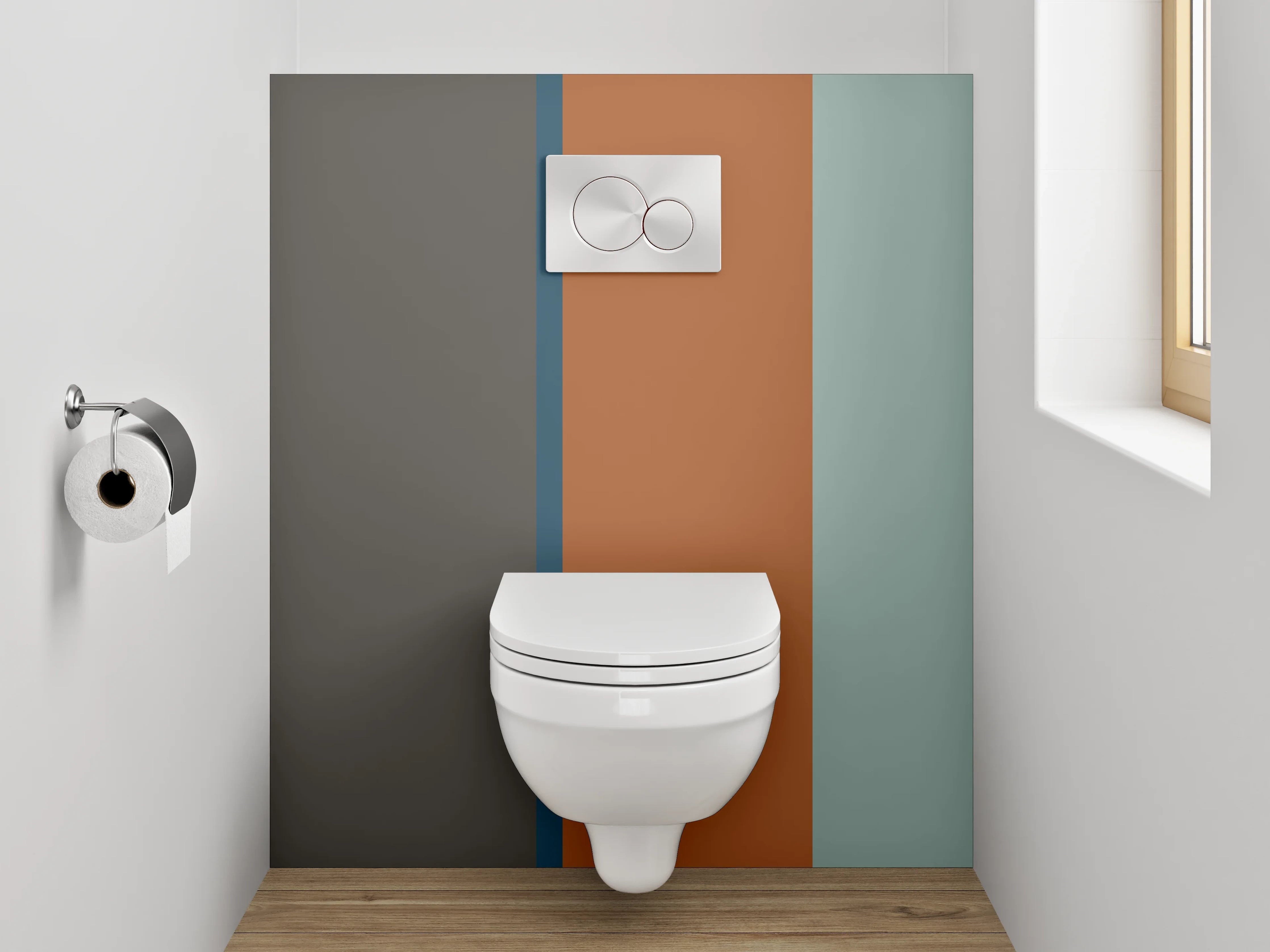 WC-Rückwand - Graue und bunte Streifen-Textur