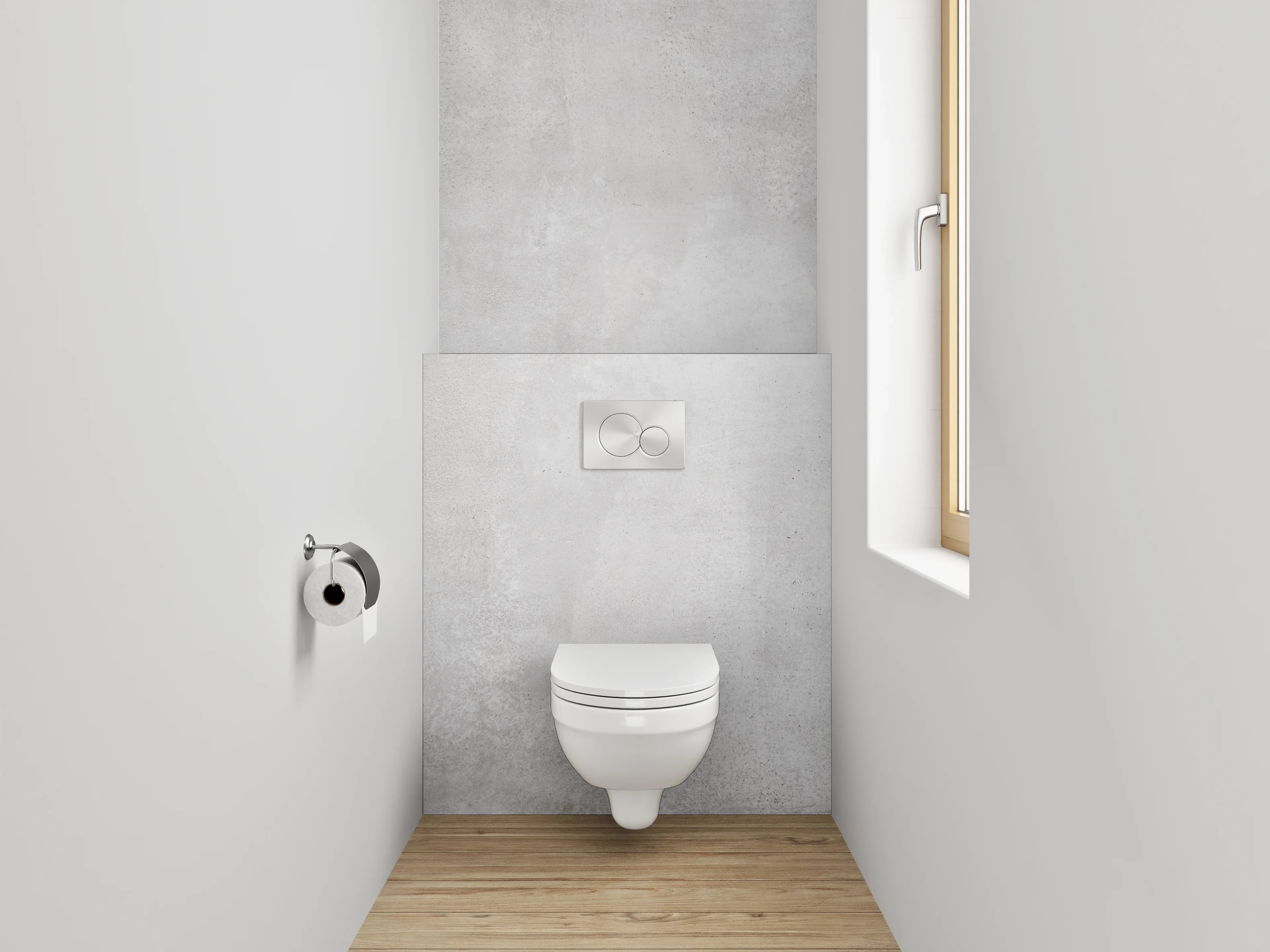 WC-Rückwand - Grauer Betonwand mit subtiler Textur