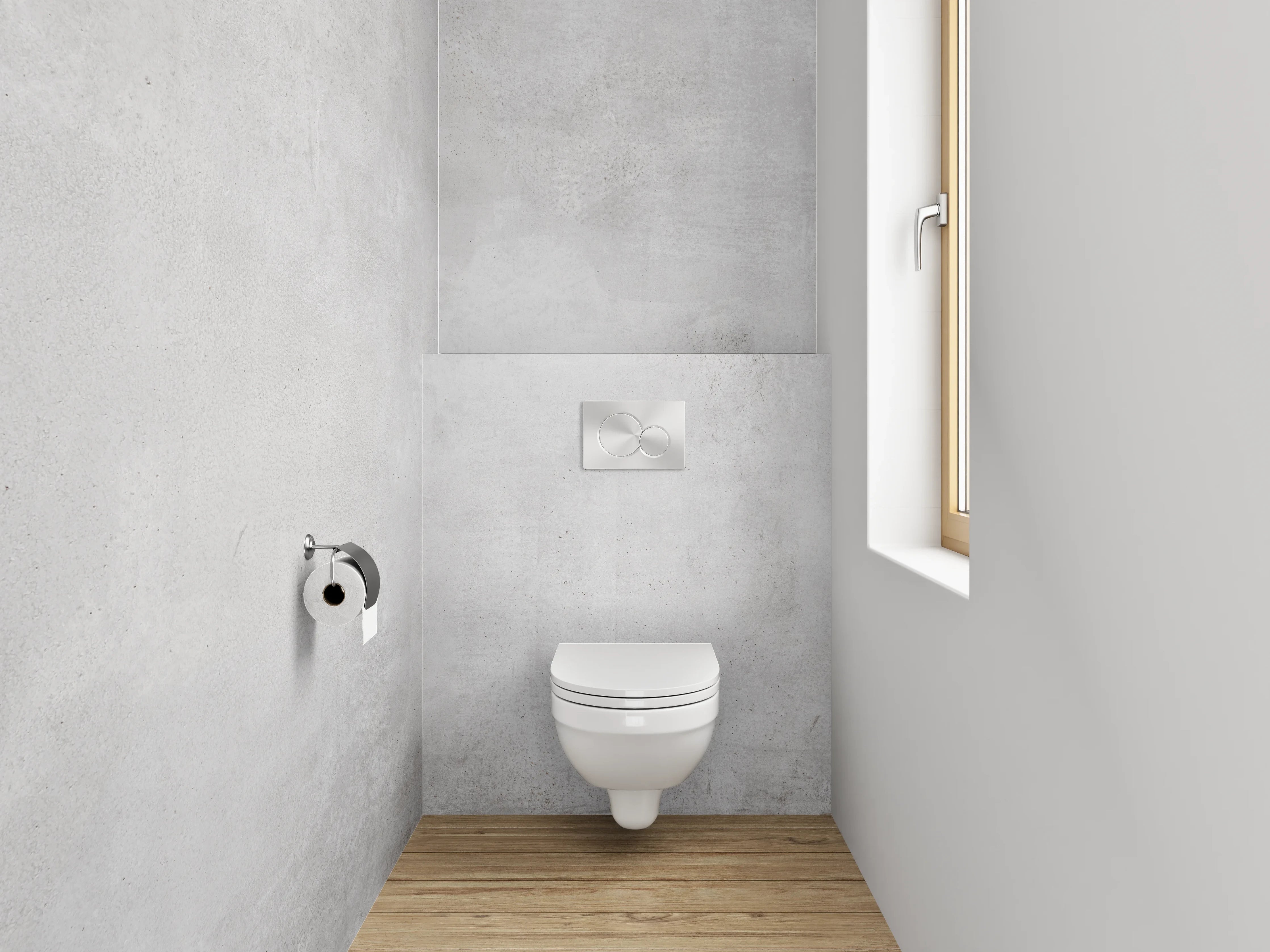 WC-Rückwand - Grauer Betonwand mit subtiler Textur