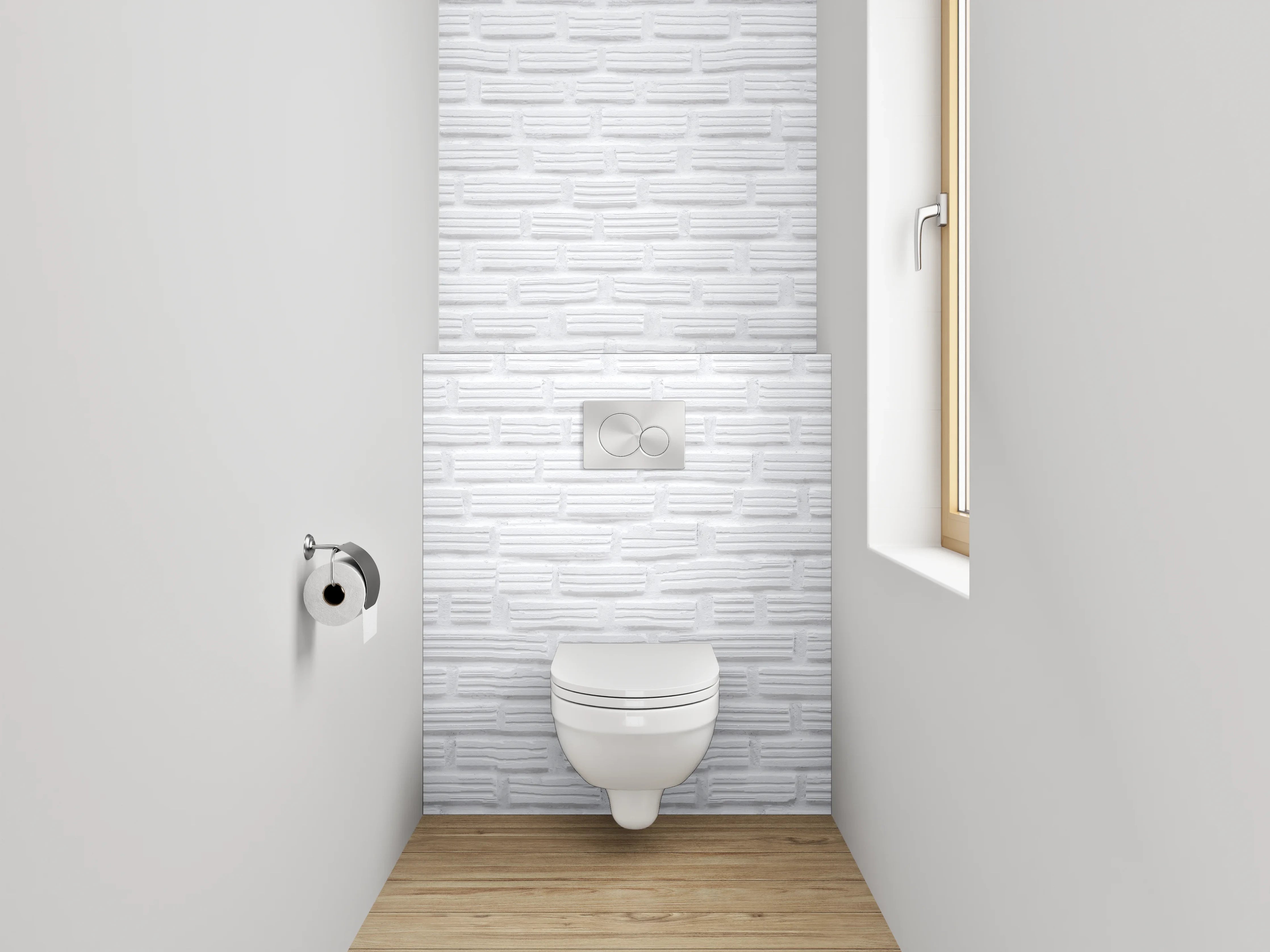 WC-Rückwand - Grauer Hauch an weißer Wand