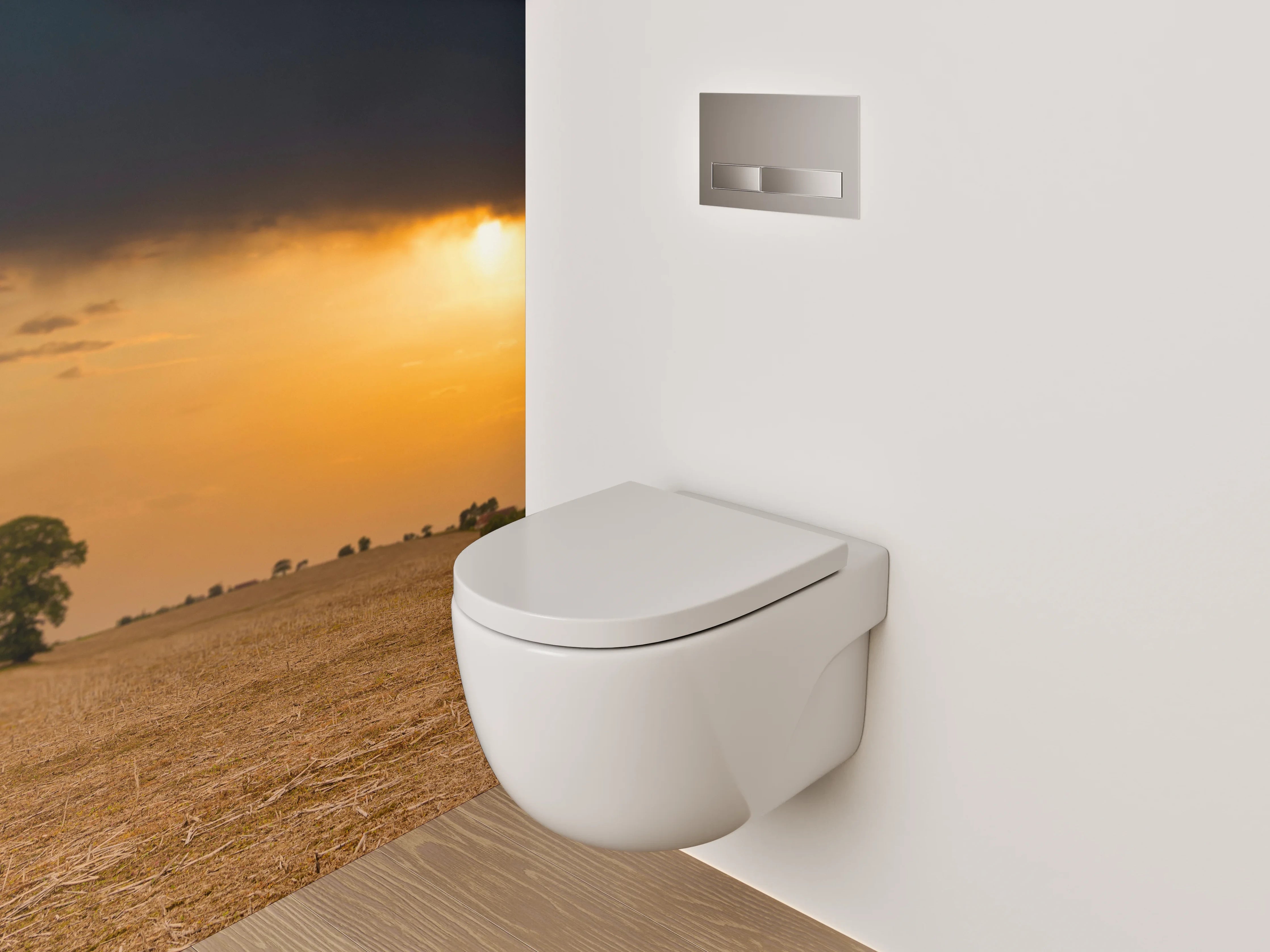 WC-Rückwand - Grauer Löwe im weißen Abendlicht