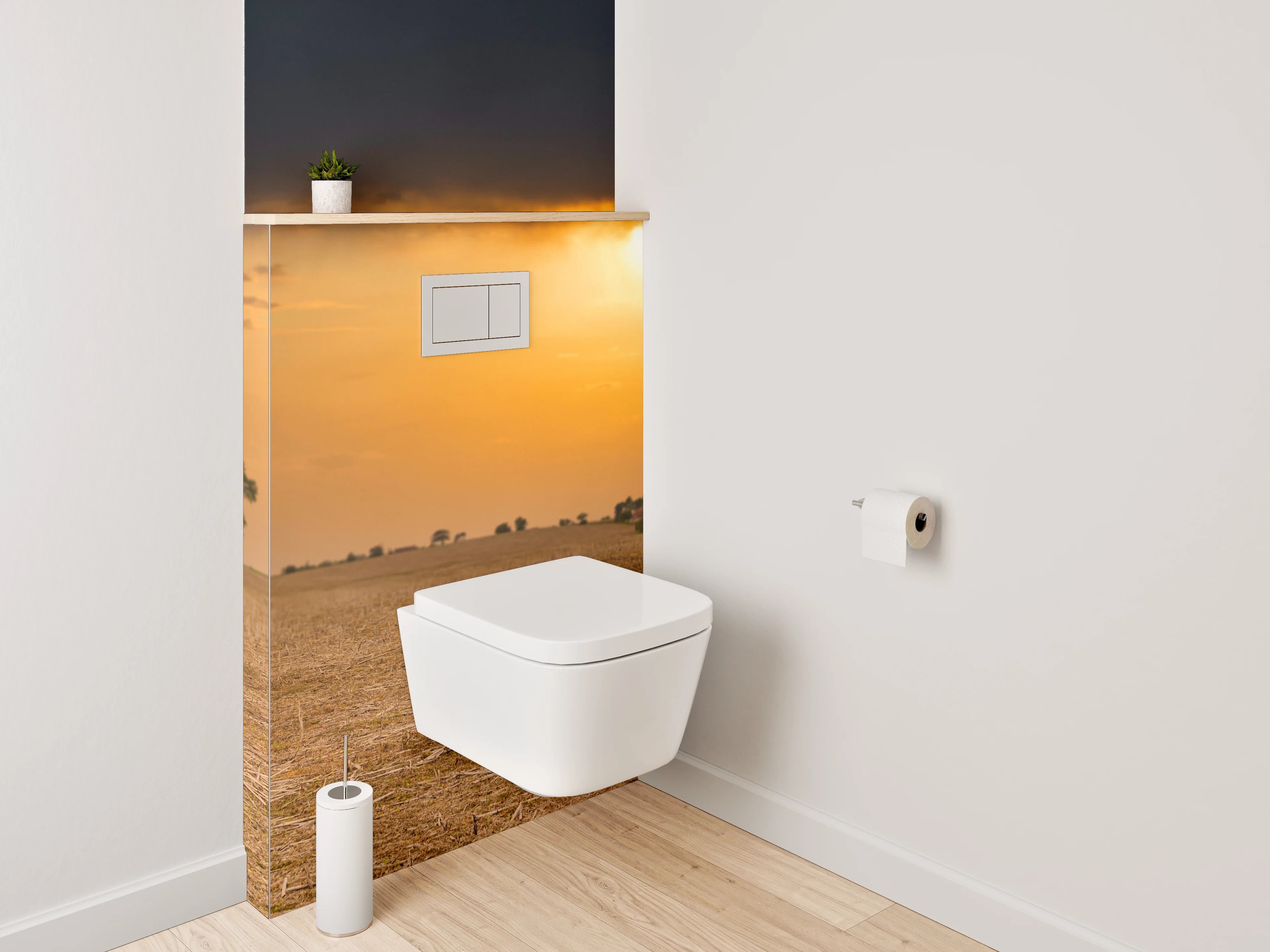 WC-Rückwand - Grauer Löwe im weißen Abendlicht