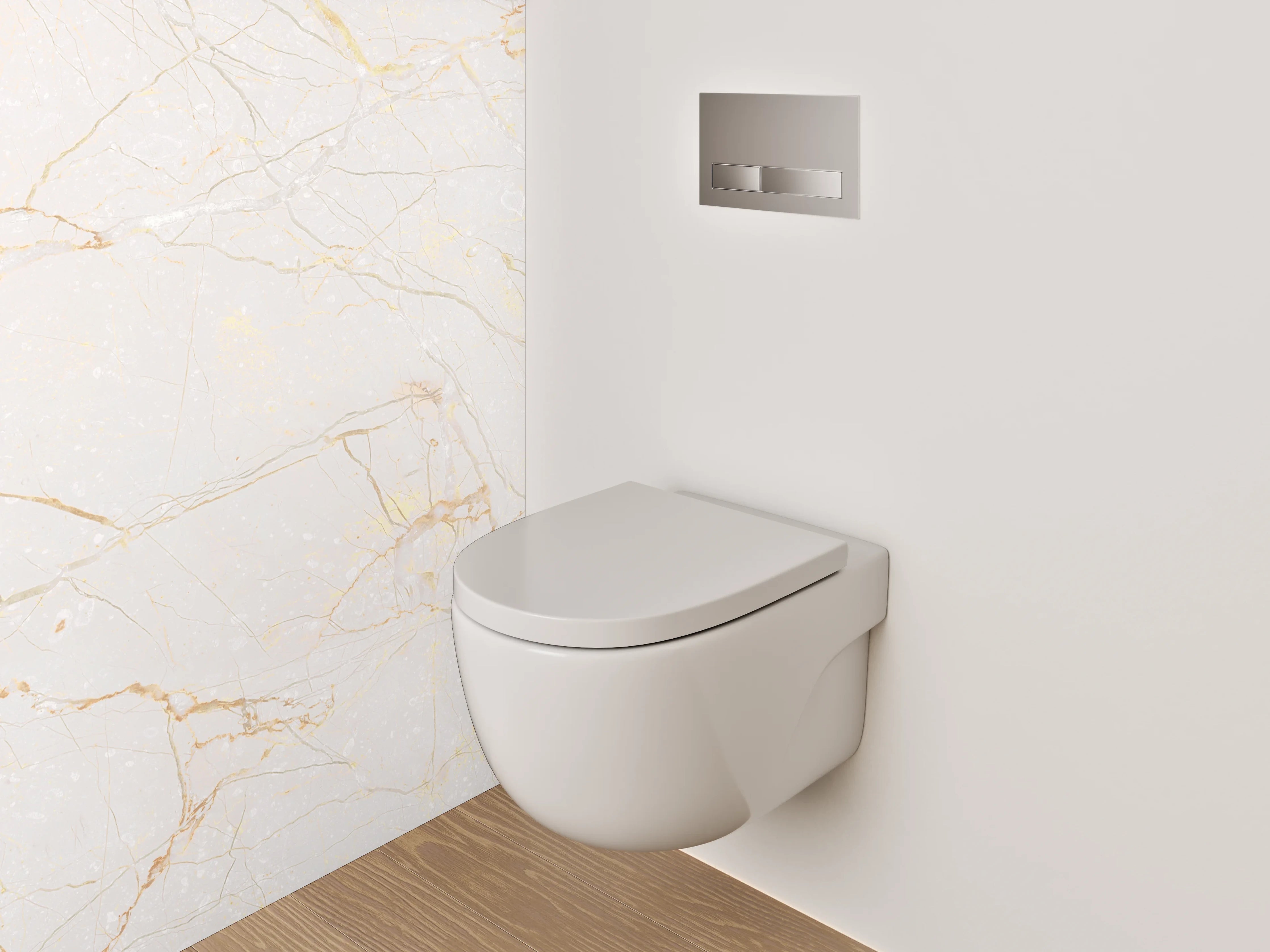 WC-Rückwand - Grauer Marmor mit goldenen Linien