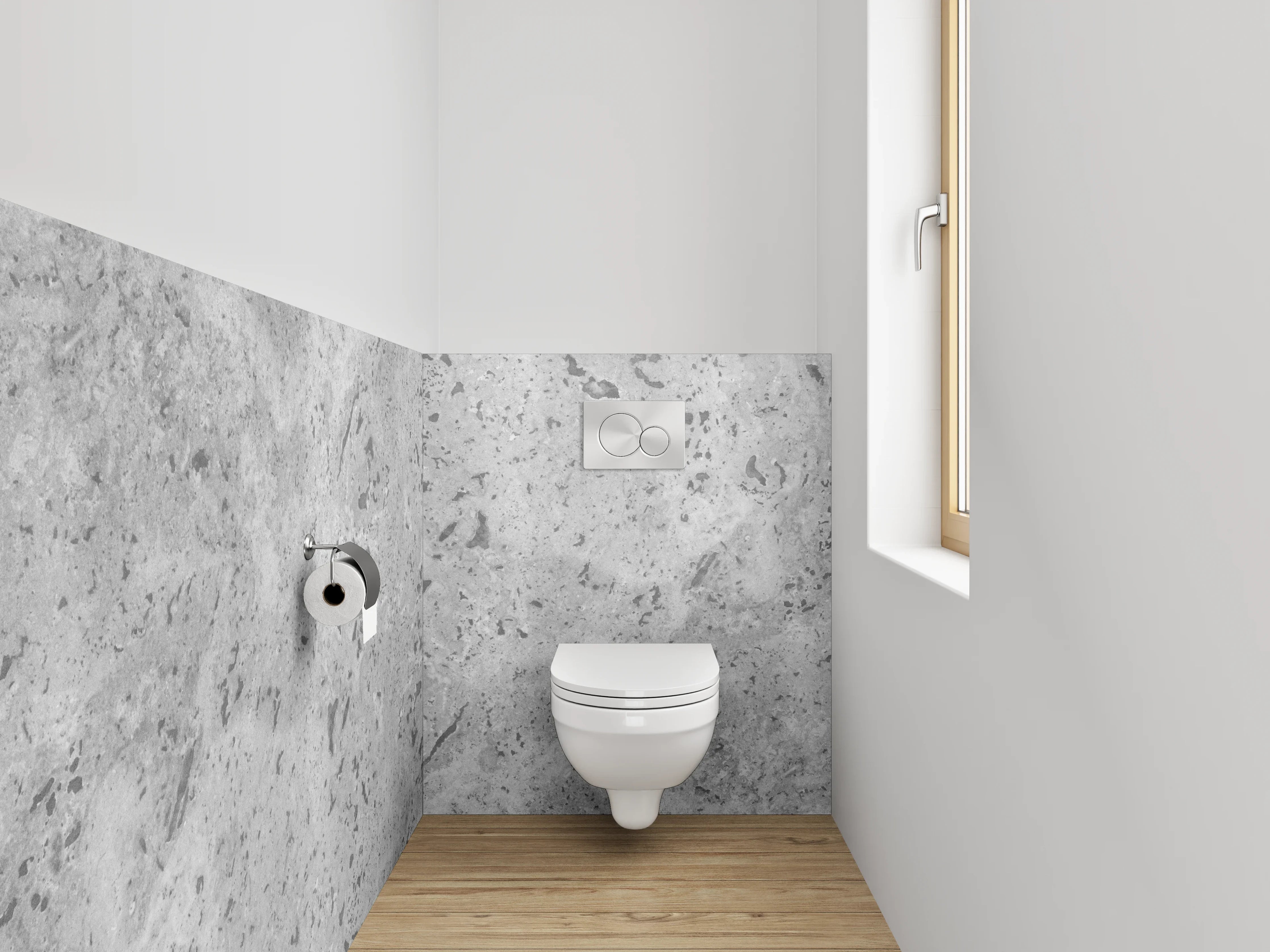 WC-Rückwand - Grauer Naturstein-Marmor im modernen Look