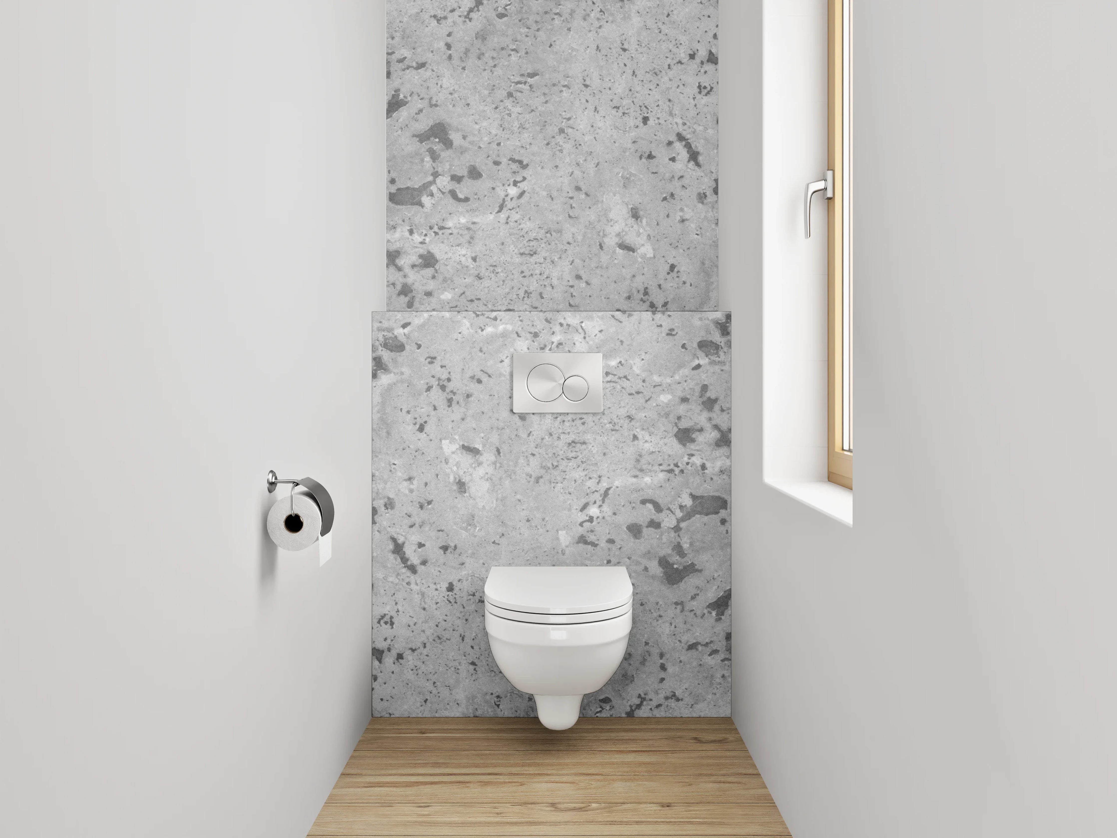 WC-Rückwand - Grauer Naturstein-Marmor im modernen Look