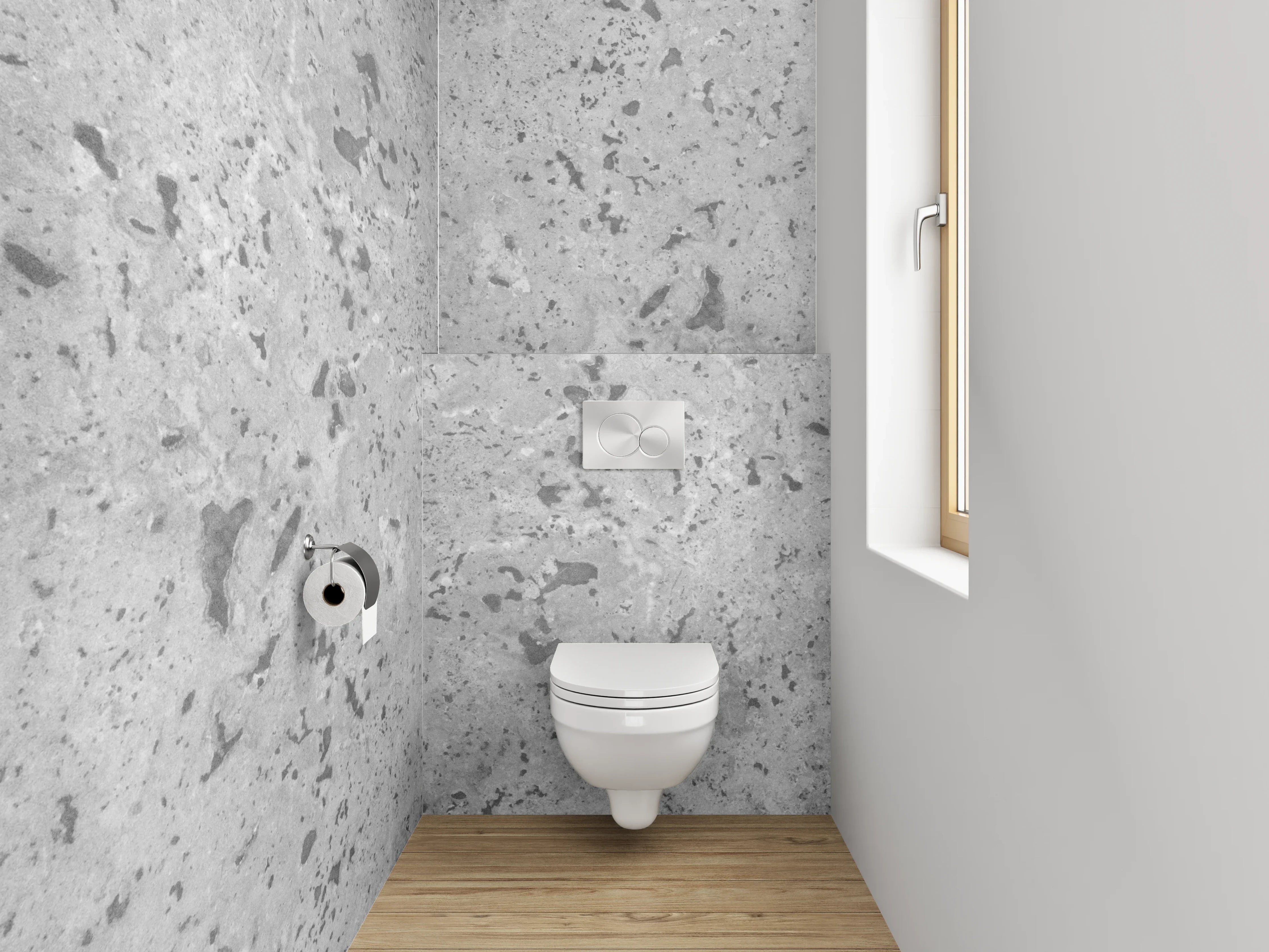 WC-Rückwand - Grauer Naturstein-Marmor im modernen Look