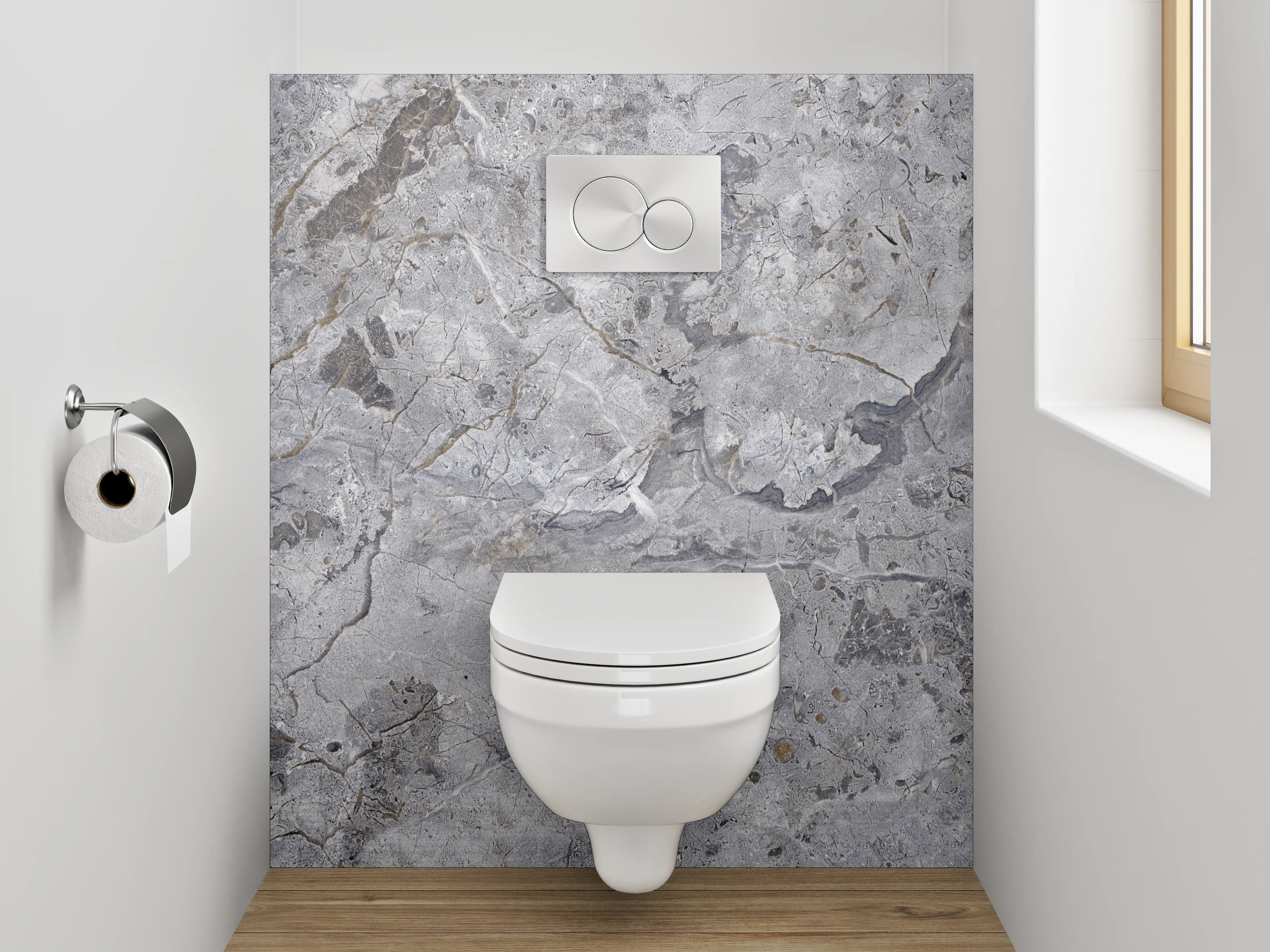 WC-Rückwand - Grauer Naturstein Marmoroptik