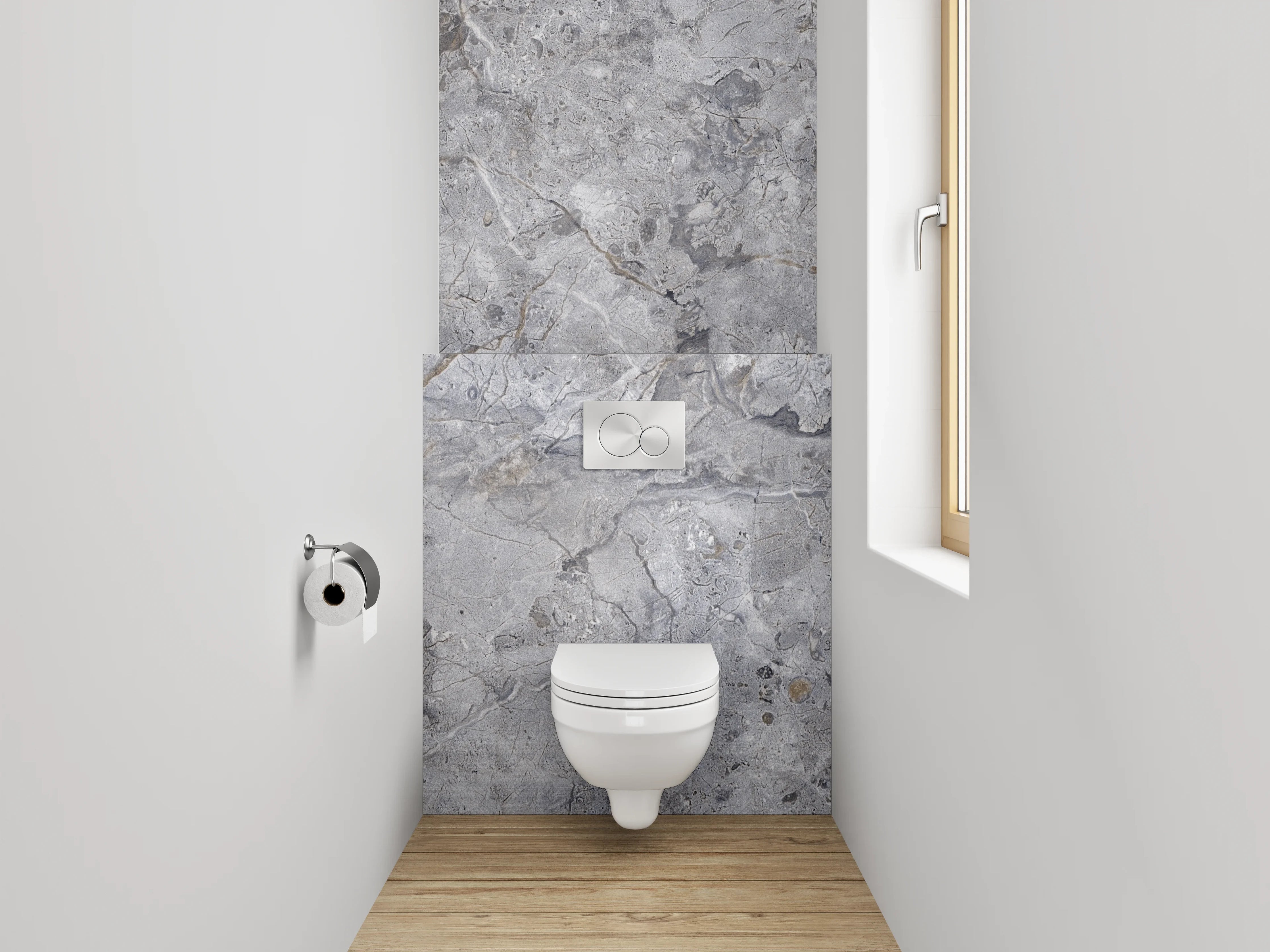 WC-Rückwand - Grauer Naturstein Marmoroptik