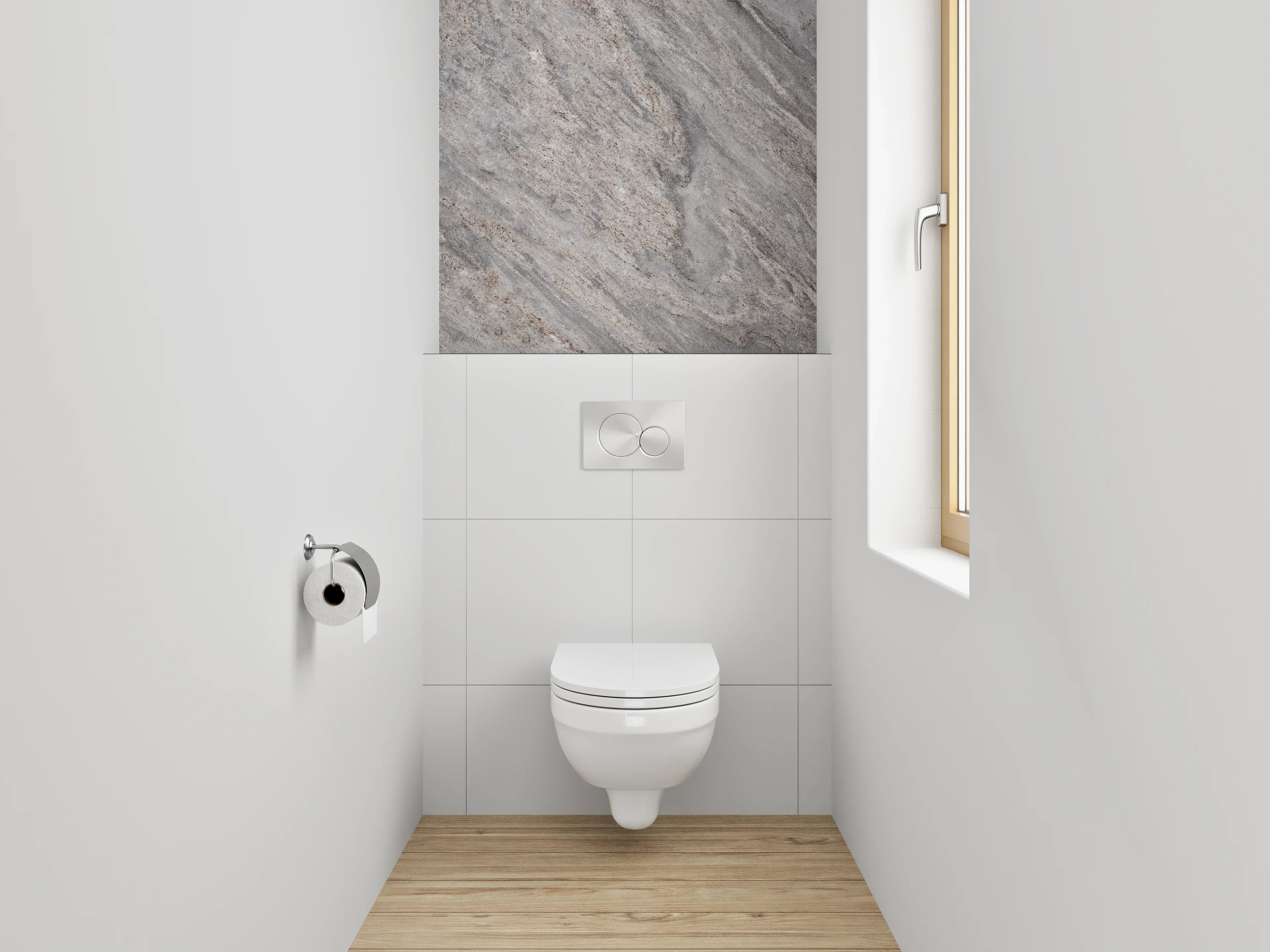 WC-Rückwand - Grauer Naturstein-Optik Marmorplatte